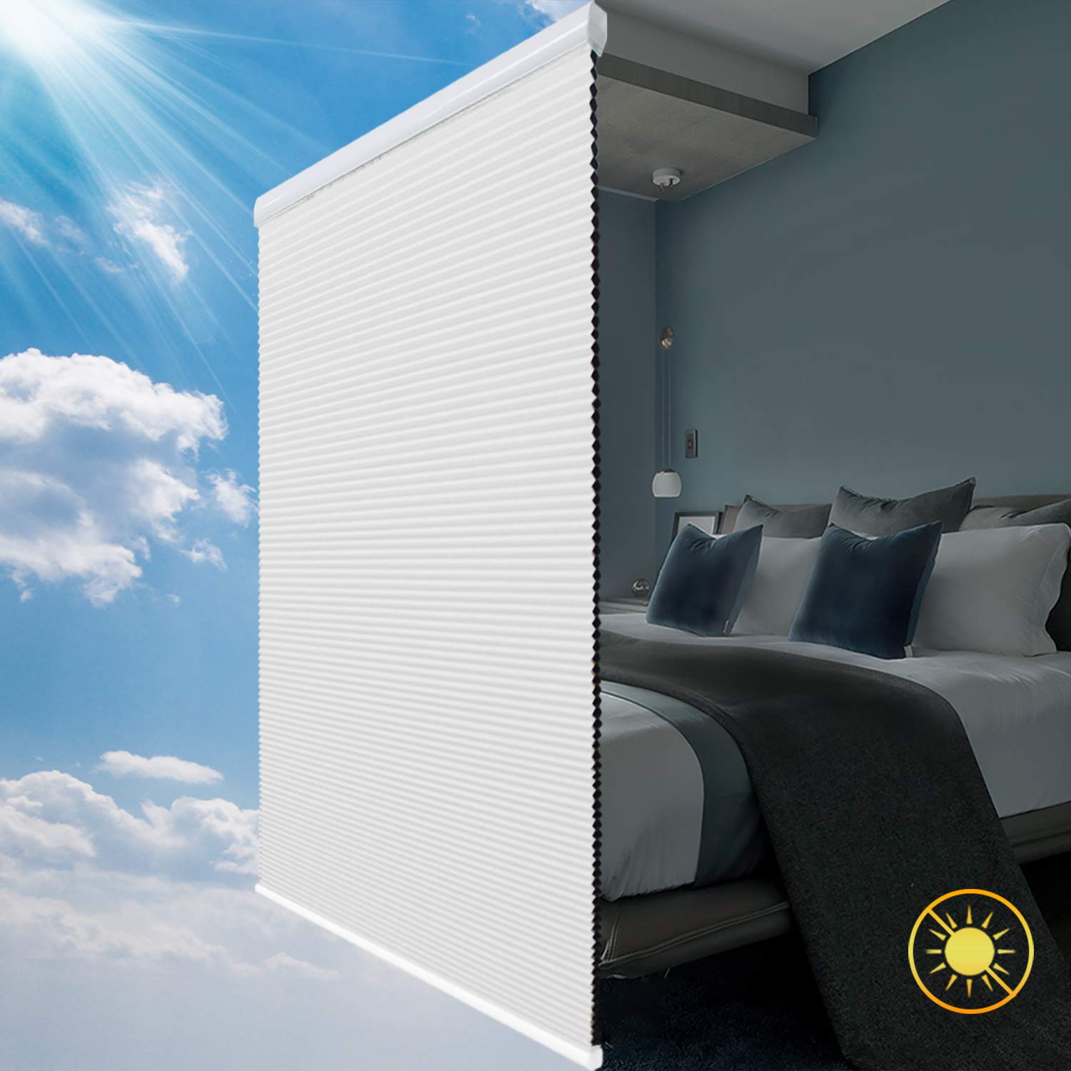 Blinds for Windows, Blackout Window Blinds and Shades for Home Bedroom Nursery, 33 inch Wide x 64 inch Long, White(Blackout)