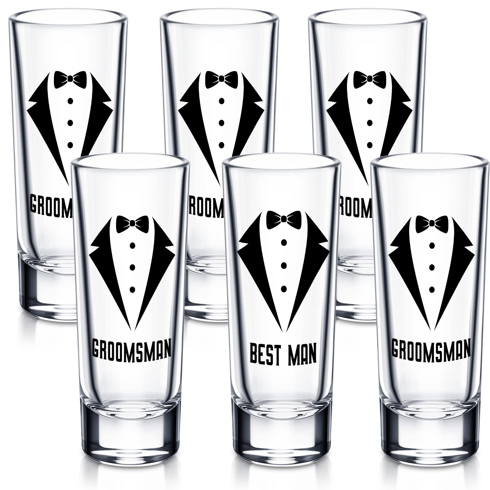 Rtteri 6 Pcs Wedding Shot Glasses Set 1 Best Man 5 Groomsmen Shot Glasses Wedding Party Favors Shot Glasses Bachelor Party Favor