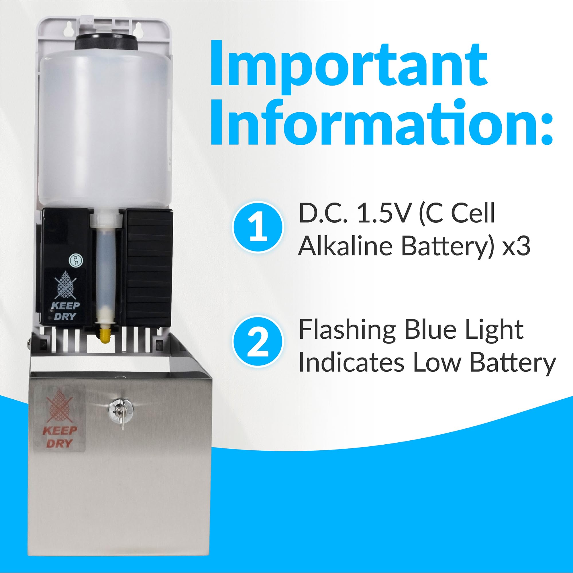 Bobrick B-2012 Automatic Wall-Mounted Liquid Soap Dispenser, Stainless Steel, 30 Fl Oz Capacity