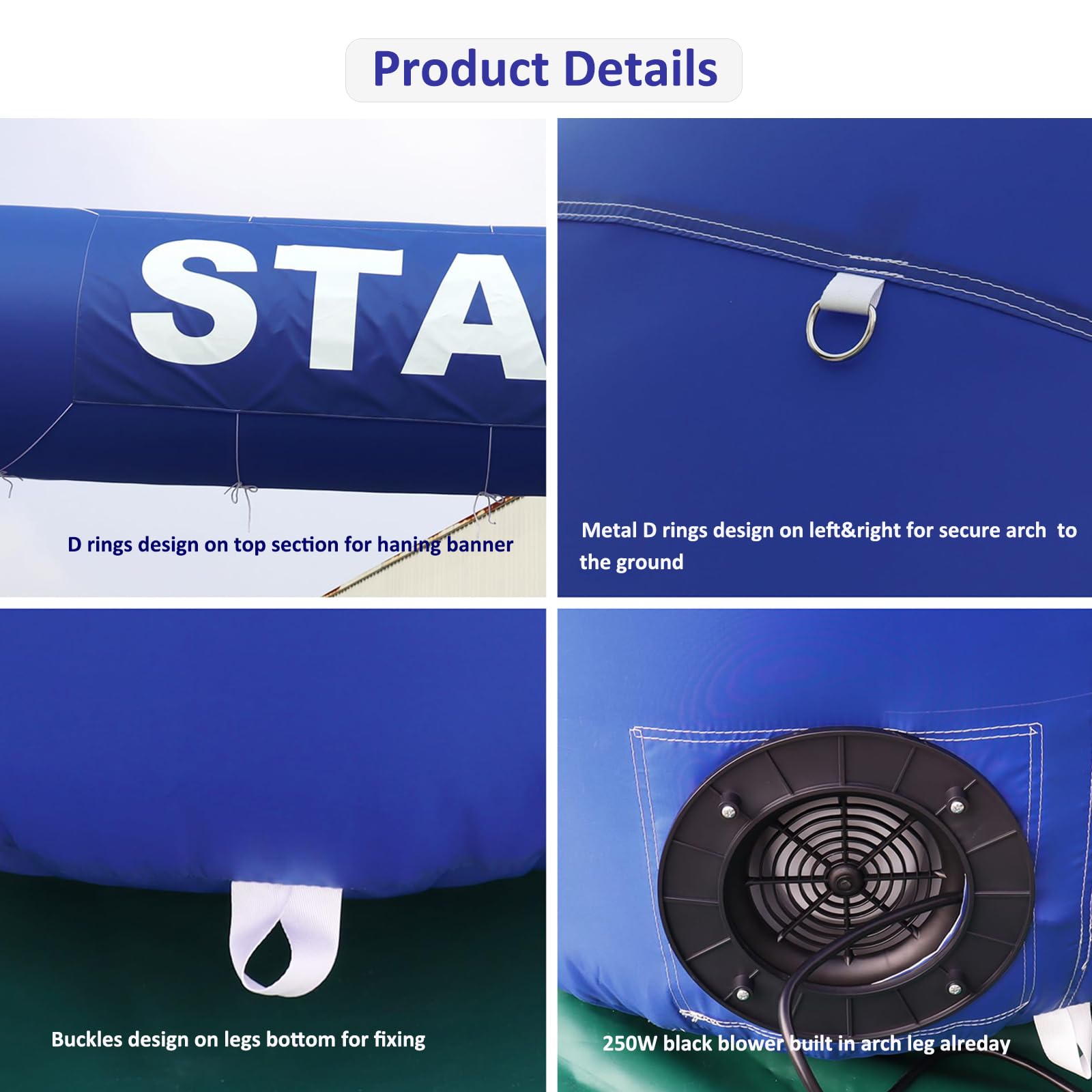 SAYOK Blue Inflatable Arch 20ft, Inflatable Start Finish Line Racing Arch with Air Blower, Outdoor Inflatable Archway for Party,