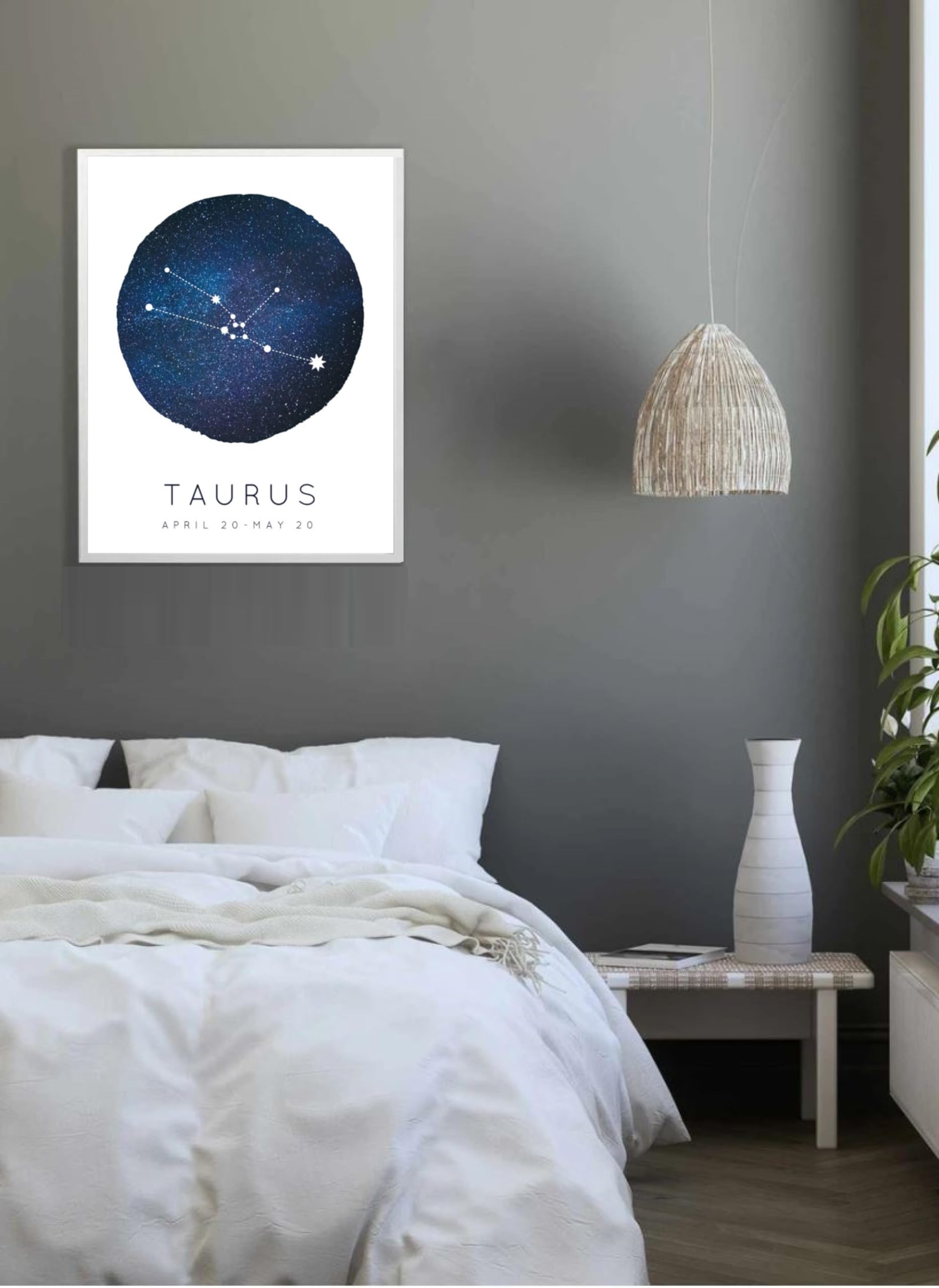 Kindred Sol Collective Taurus Zodiac Constellation Art 14 '' X 11 '' - Minimalist & Dreamy Astrology Print - Perfect For Nursery