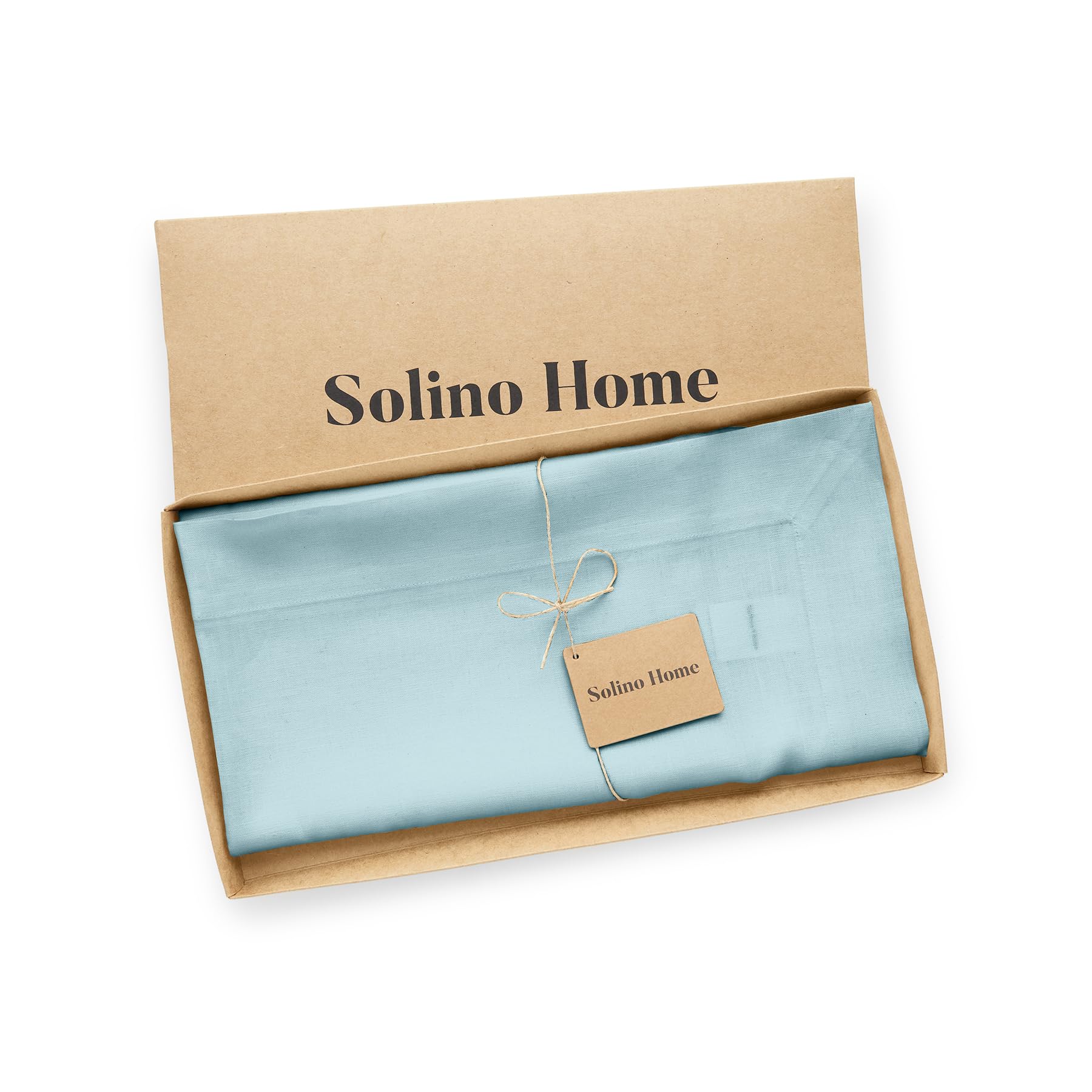 Solino Home Aqua Blue Linen Square Tablecloth 52 X 52 Inch - Fete, 100% Pure Linen Table Throw - Machine Washable Tablecloth For