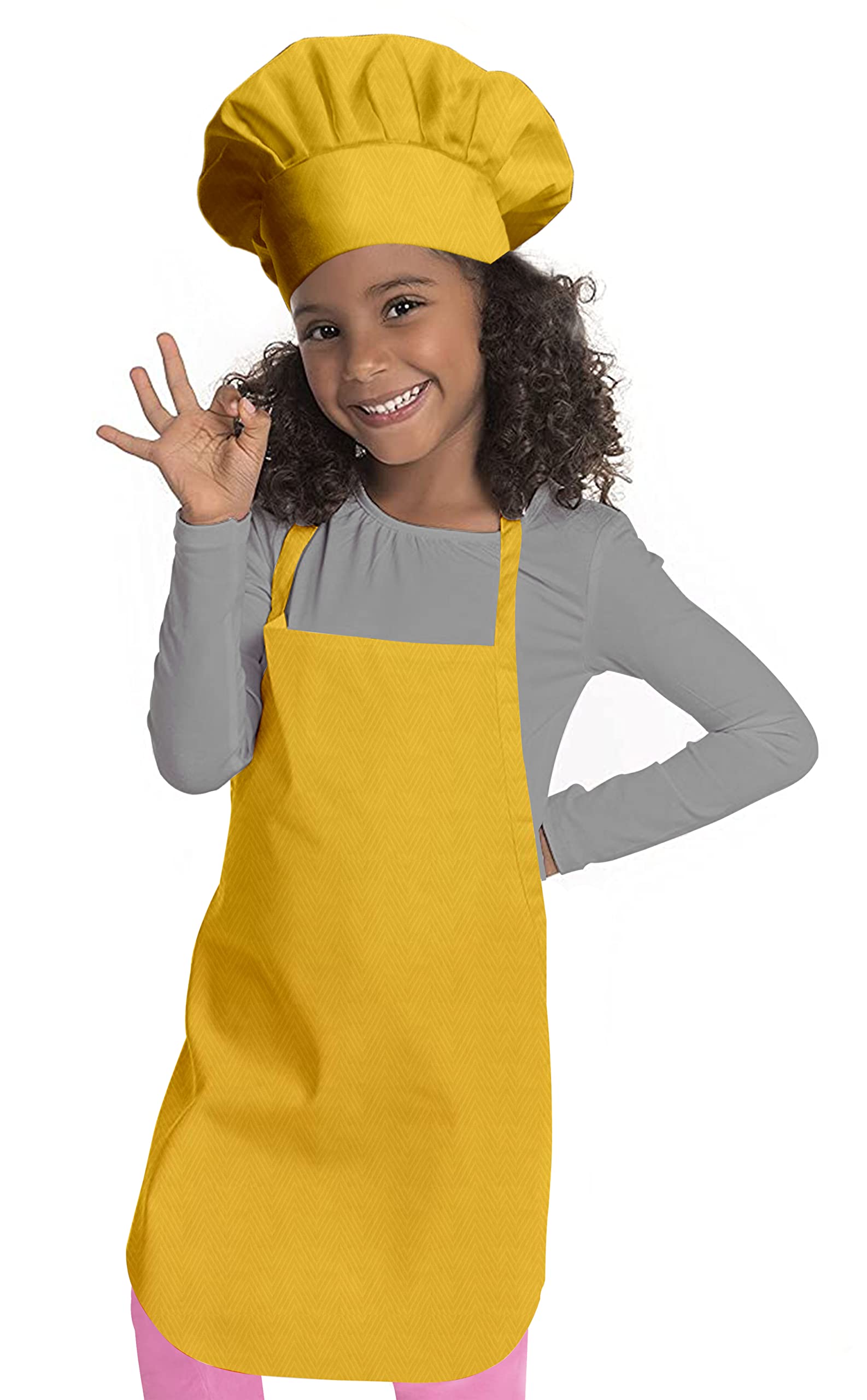 Oasis Home Collection Cotton Eyecatching Kids Apron With Chef Cap  Pack Of 1 (Yellow)