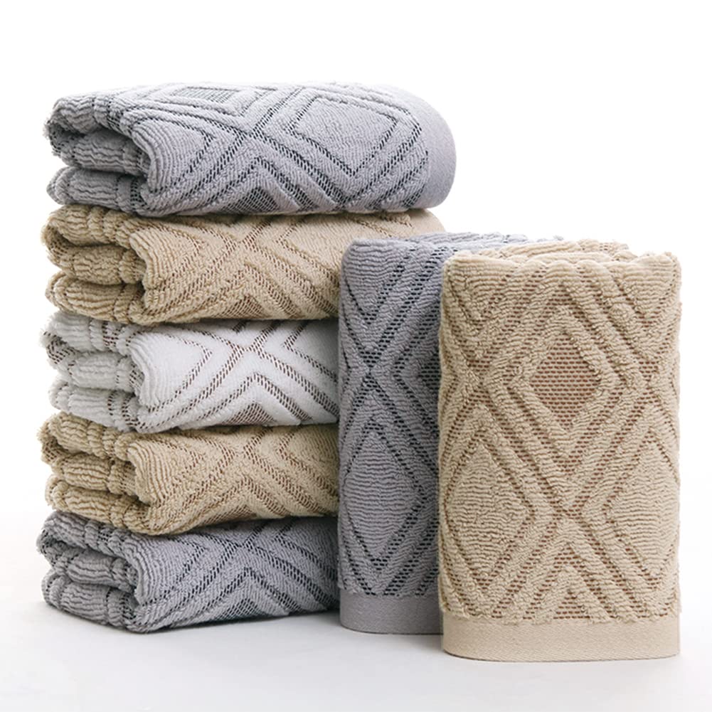 Pidada Hand Towels Set of 4 Diamond Pattern 100% Cotton Absorbent Soft Decorative Towel for Bathroom 13.4 x 29.5 Inch (Gray)