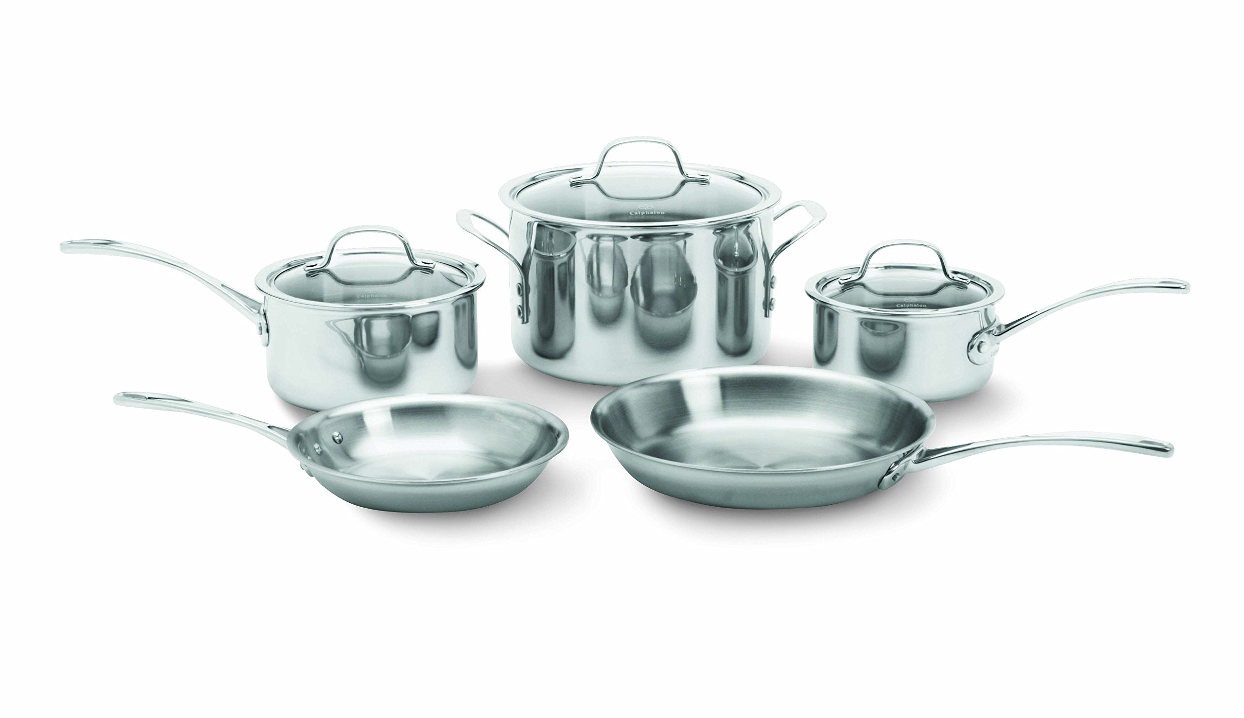 Calphalon 1767952 Stainless-Steel Cookware Set, 1-1/2- And 2-1/2-Quart, 8 Piece (Silver)