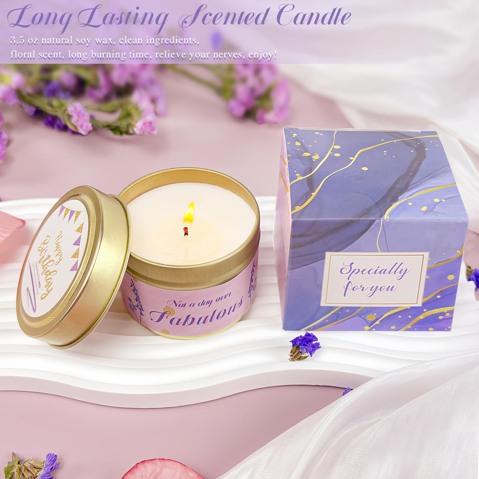 Birthday Gifts for Women, Happy Birthday Relaxing Spa Gifts Basket for Women, Purple Gift Box Set for Mom Sister Female Friends