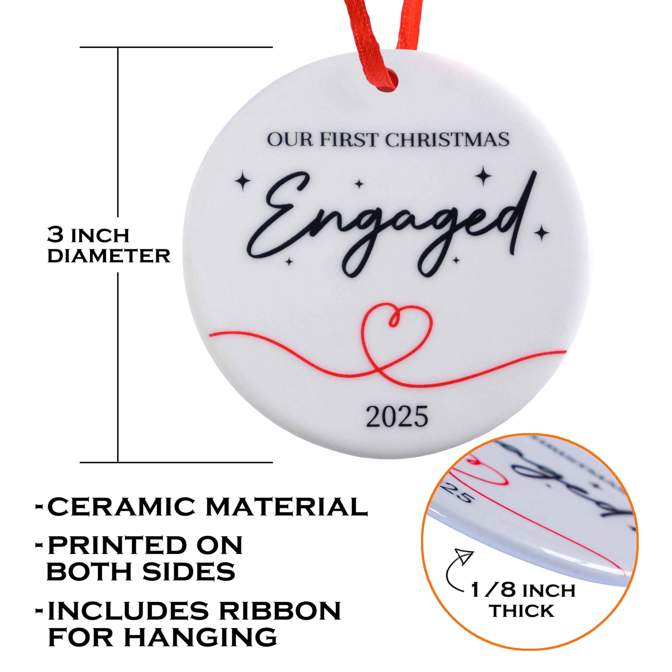 Our First Christmas Engaged Ornament 3 Inch, Engagement Christmas Ornament, Engaged Christmas Ornament 2025, She Said Yes Xmas D