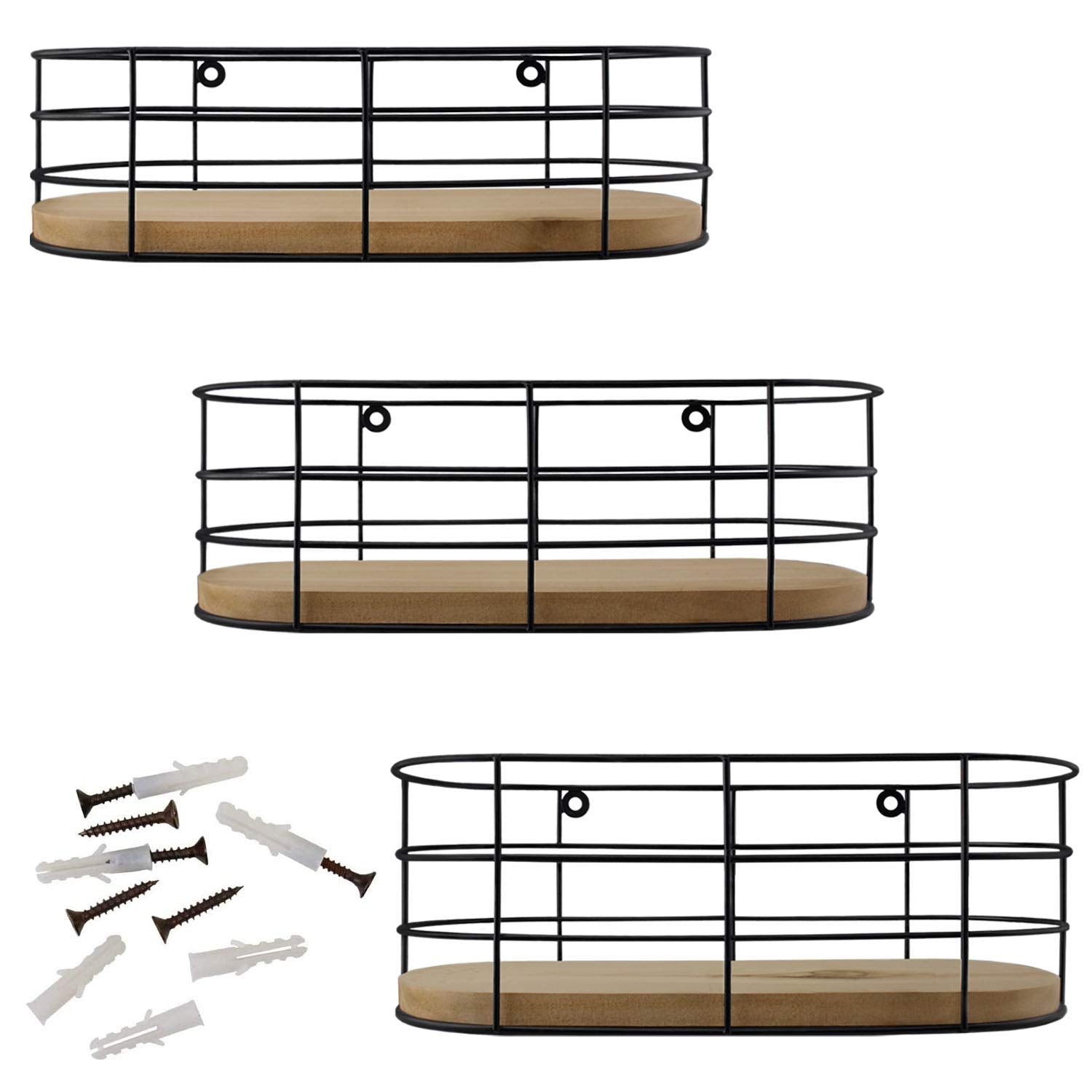 Hanging 3 Tier Fruit Basket Metal Wire Oval Storage Organizer Wall Basket For Kitchen Black