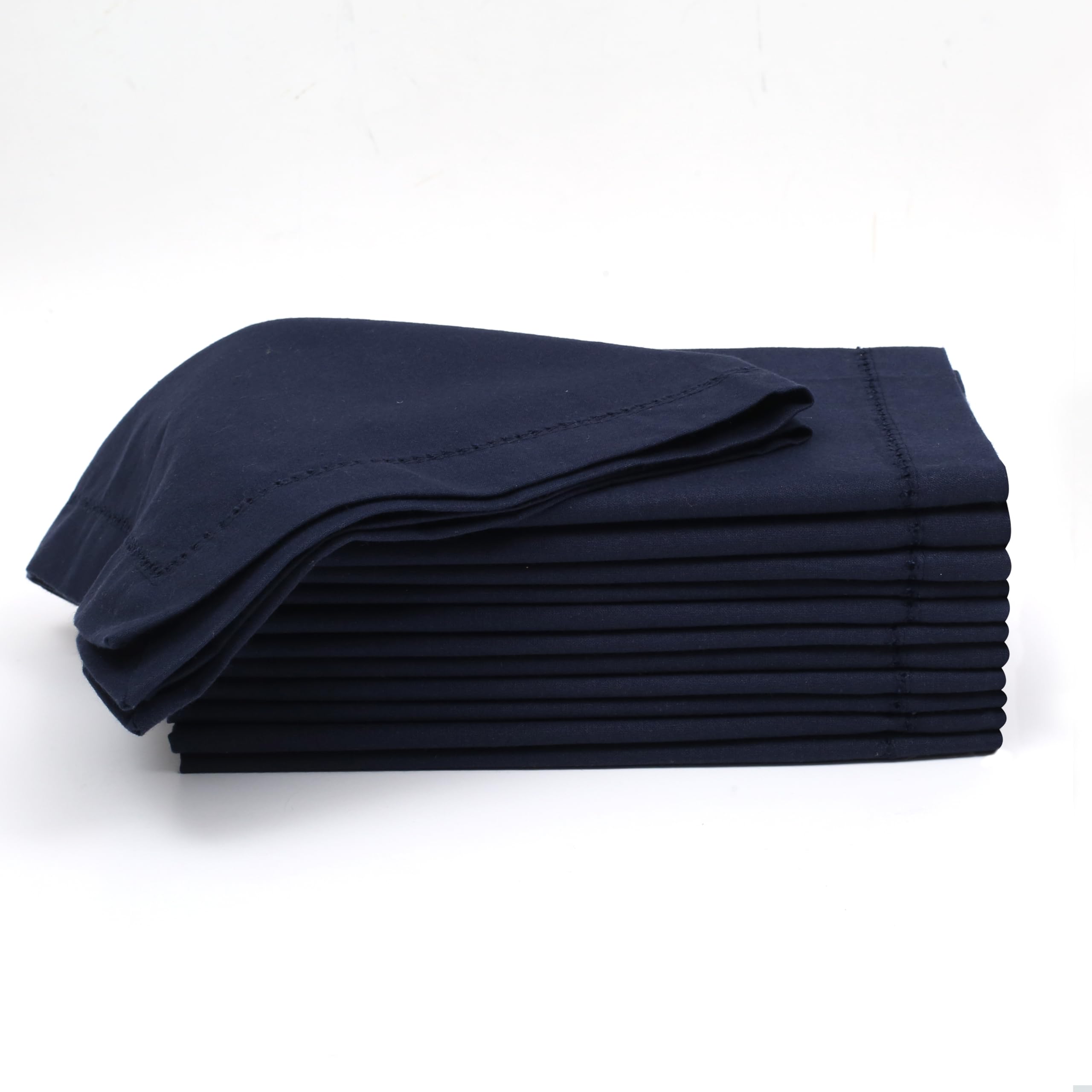 Lightnpro Hemstitched Cotton Cloth Napkins Set of 12-18x18 Inch Navy Dinner Napkins, Washable Fabric Napkins, Christmas & Holida