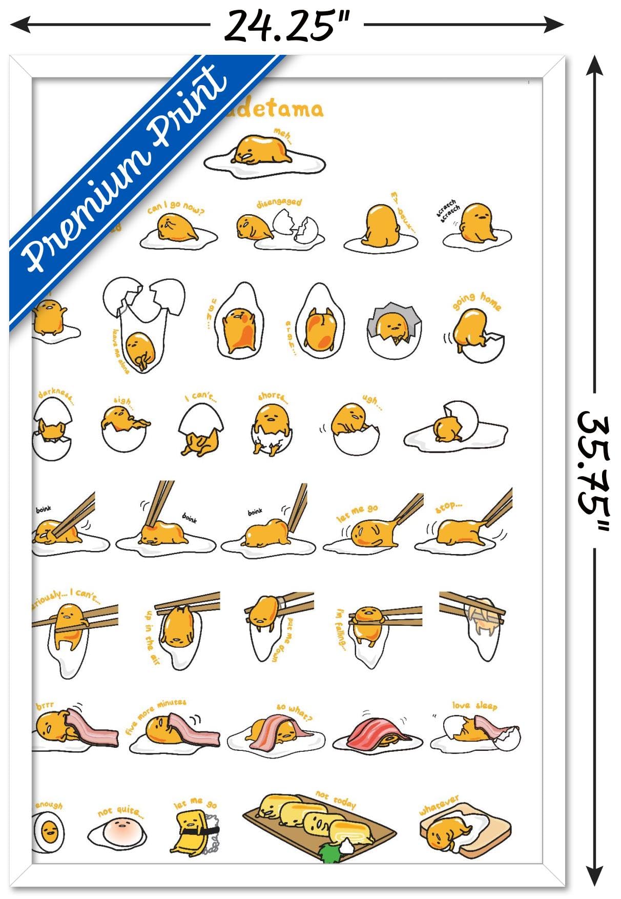 Trends International Gudetama - Grid Wall Poster, 22.375'' X 34'', White Framed Version
