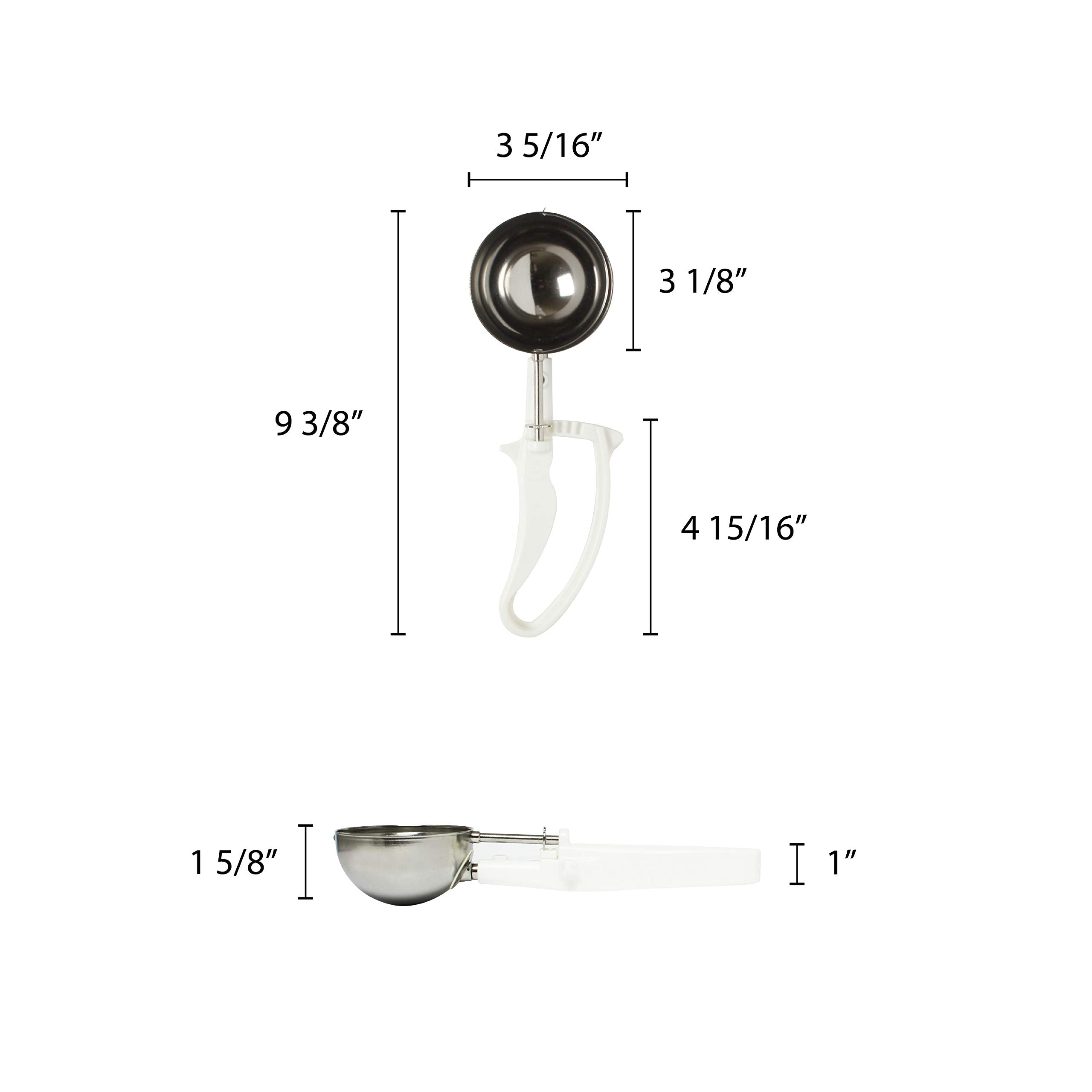 Thunder Group 5 1/3 Oz Disher, 6 White, Easy Grip Handle, Comes In Each