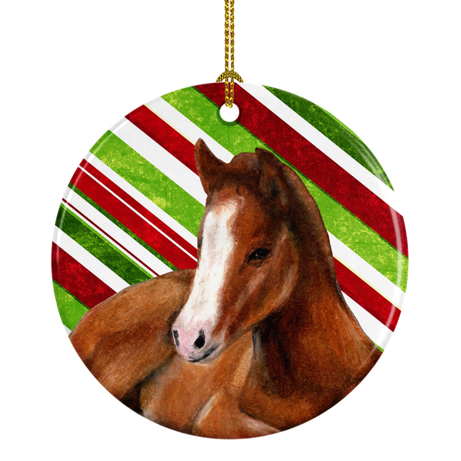 Carolines Treasures Horse Foal Candy Cane Holiday Christmas Ceramic Ornament Christmas Tree Hanging Decorations for Home Christ