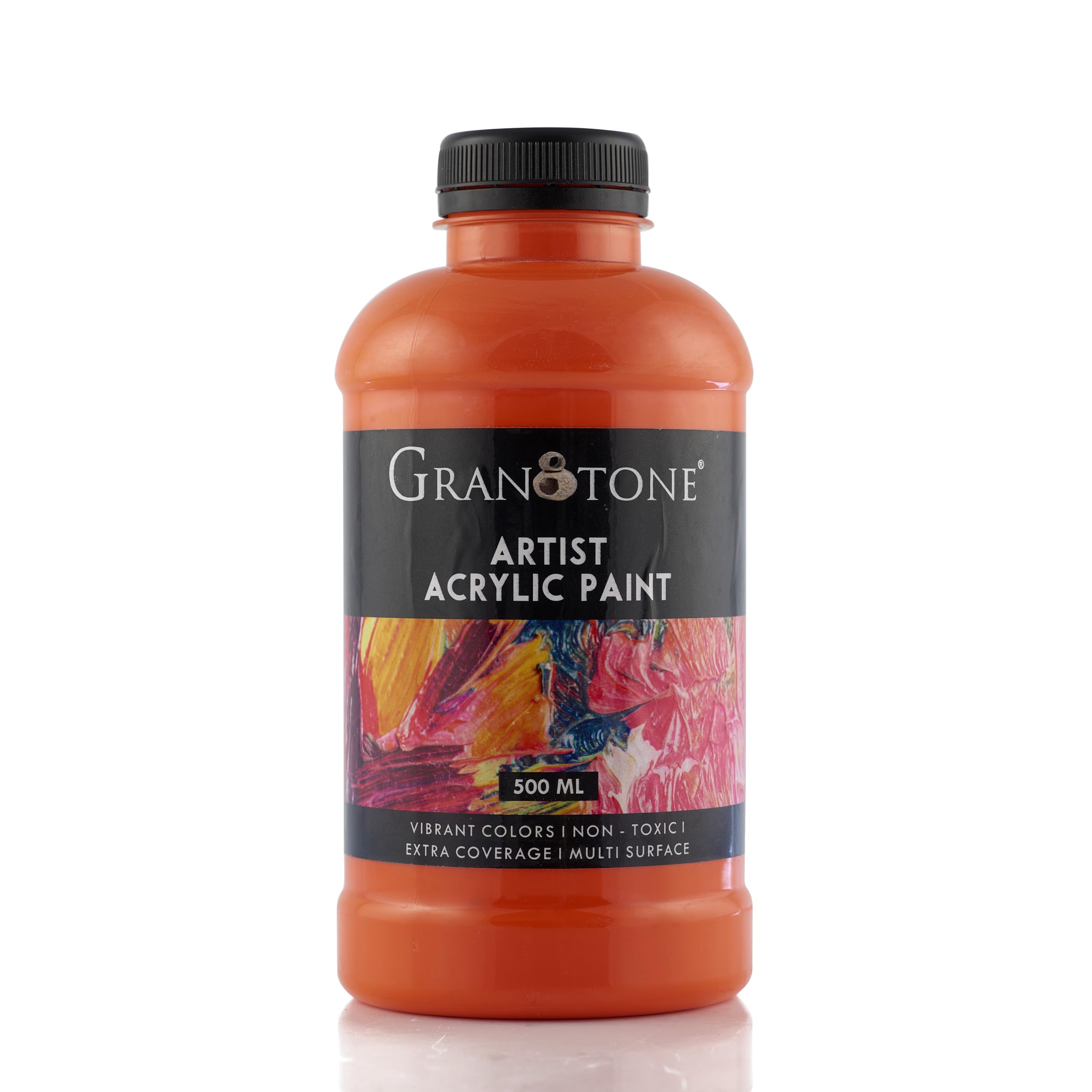 Granotone Acrylic Colour | 500 Ml (Orange) | Rich Pigment, Non-Cracking Art & Diy Paint | Suitable For Canvas, Wood, Leather, Ea