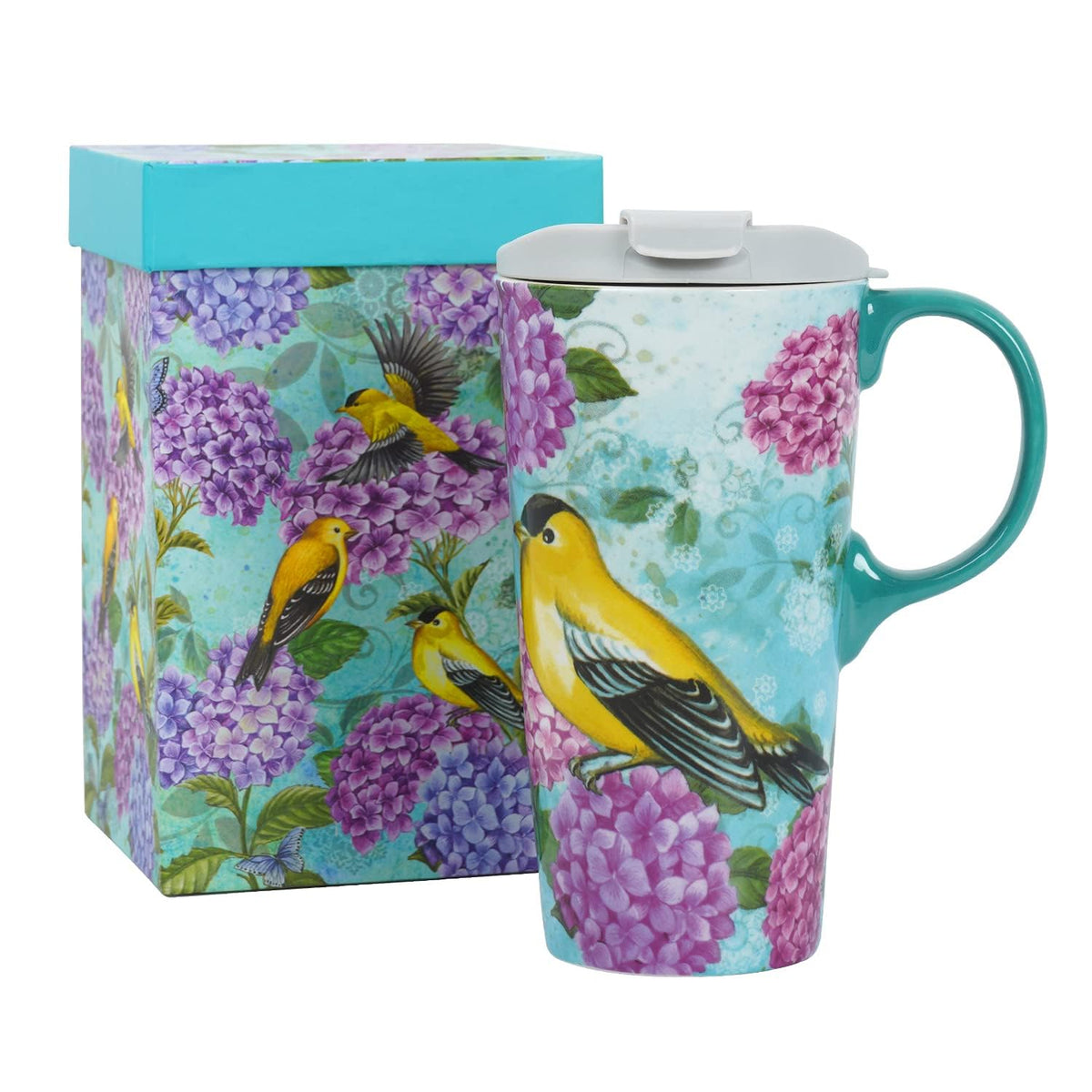 Tzssp Ceramic Mug Coffee Porcelain Latte Tea Cup 17Oz. Humming Bird