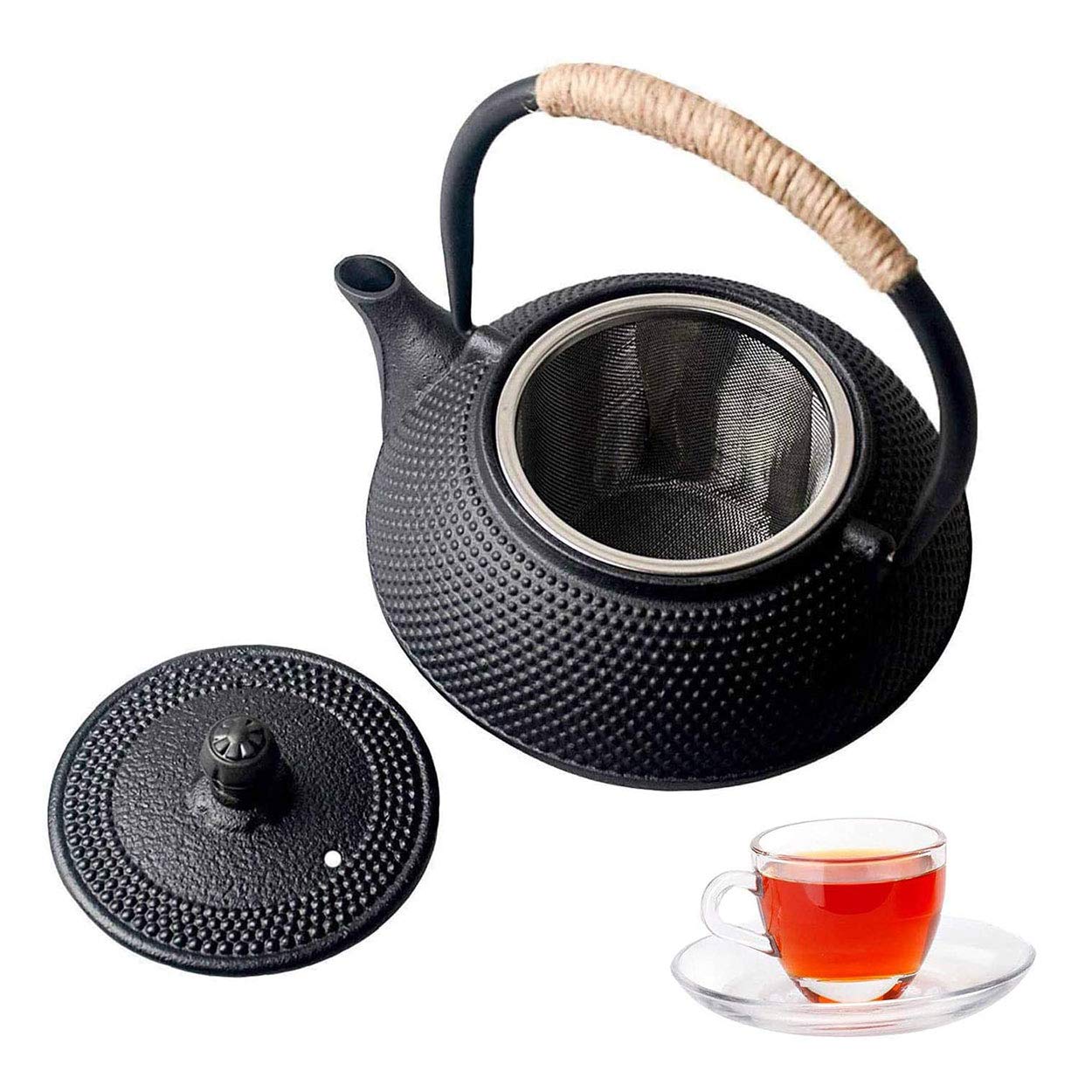 Hwagui - Japanese Cast Iron Teapot With Stainless Steel Infuser For Loose Leaf Tea And Teabags, Cast Iron Tea Kettle Stovetop Sa