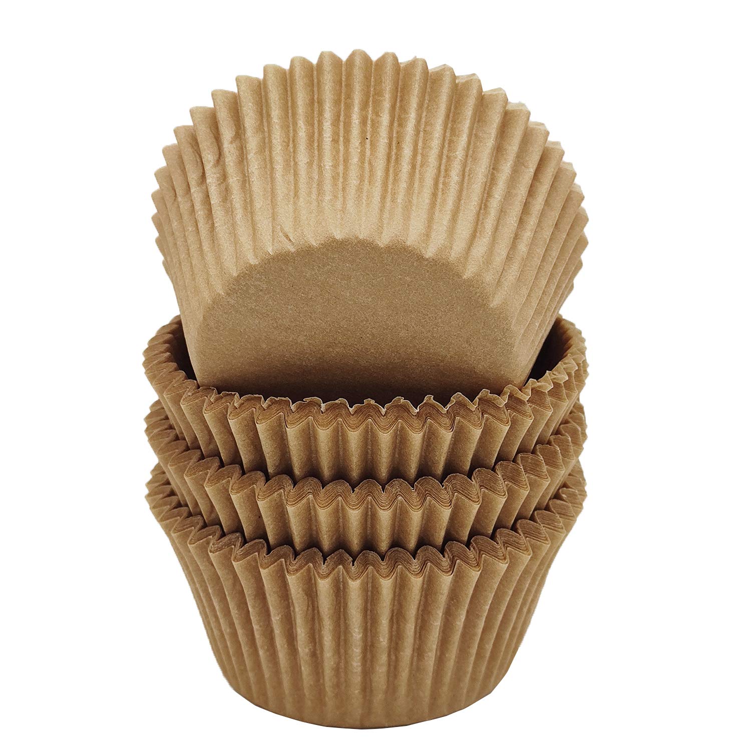 Mombake Premium Natural Greaseproof Cupcake Liners Muffin Paper Baking Cups Standard Size, 100-Count