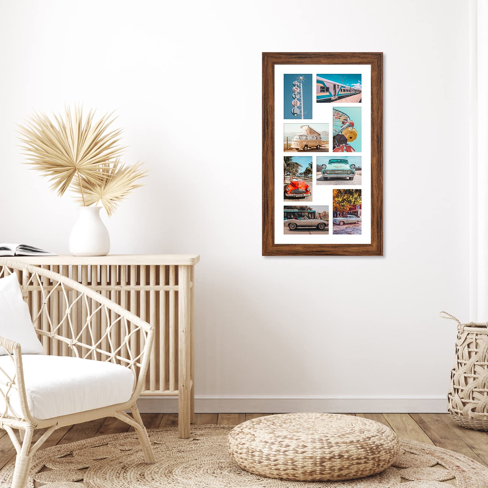 Gaevuian 11.8x21.8 Picture Frame Display 8 opening 4X6 Picture Frame Collage,Multi Photo Frame with Mat,Plexiglass,Wall or Table