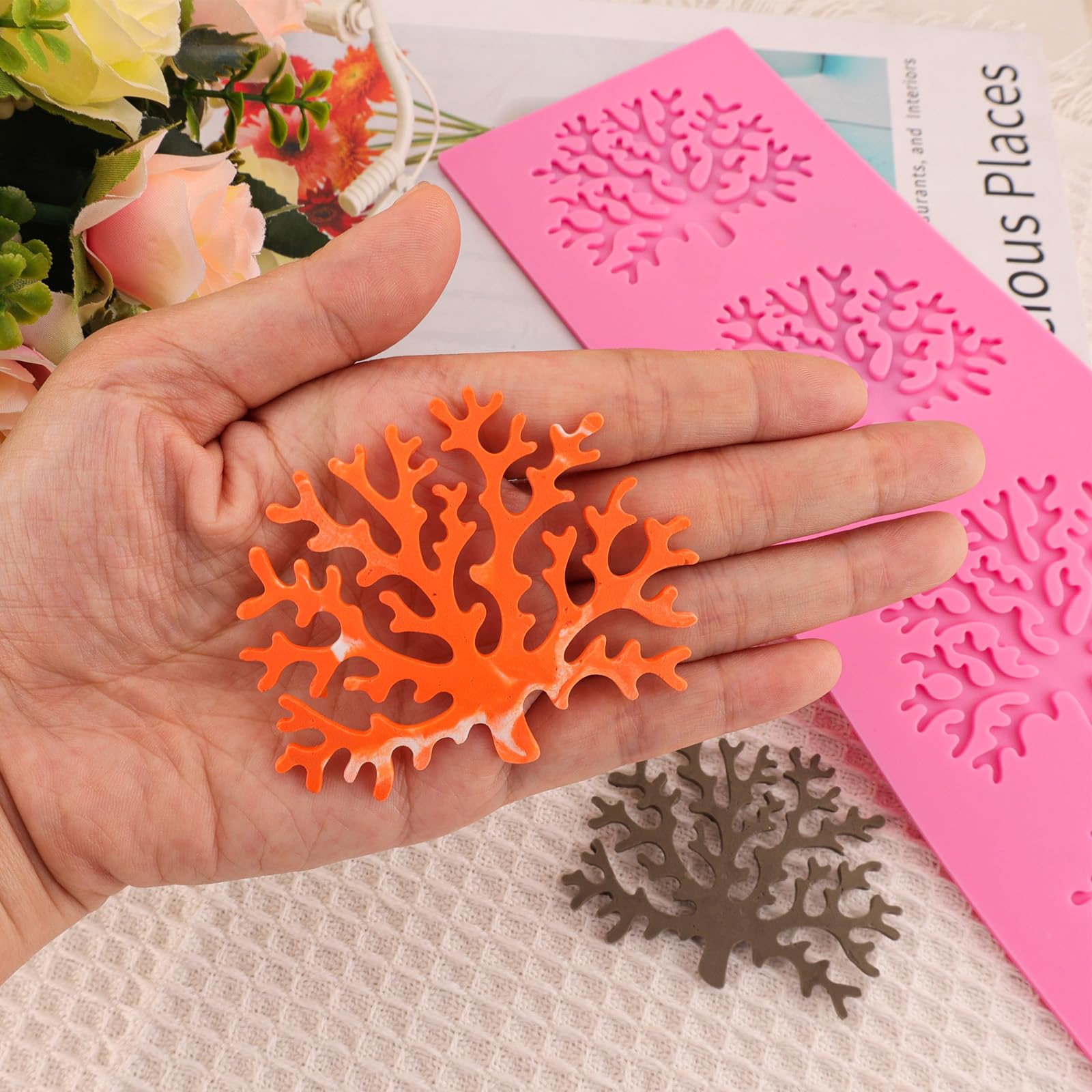 Hollow Silicone Mold 3D Coral Silicone Candy Mold Coral Shaped Lace Mat For Cake Decorating Chocolate Fondant Tuille Paste Polym