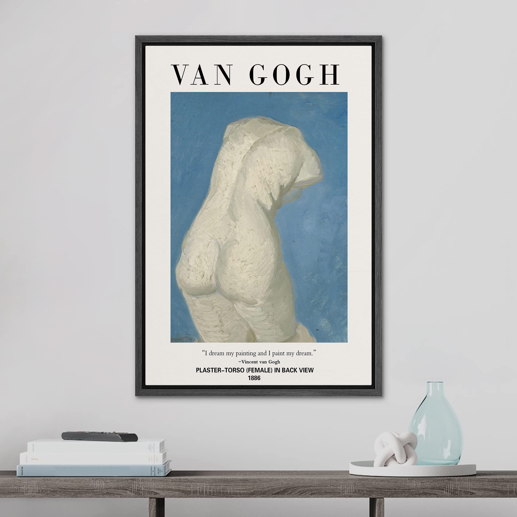 Signleader Framed Canvas Print Wall Art Female Plaster Torso Back View Decorative Brushstroke Illustrations Fine Art Traditional