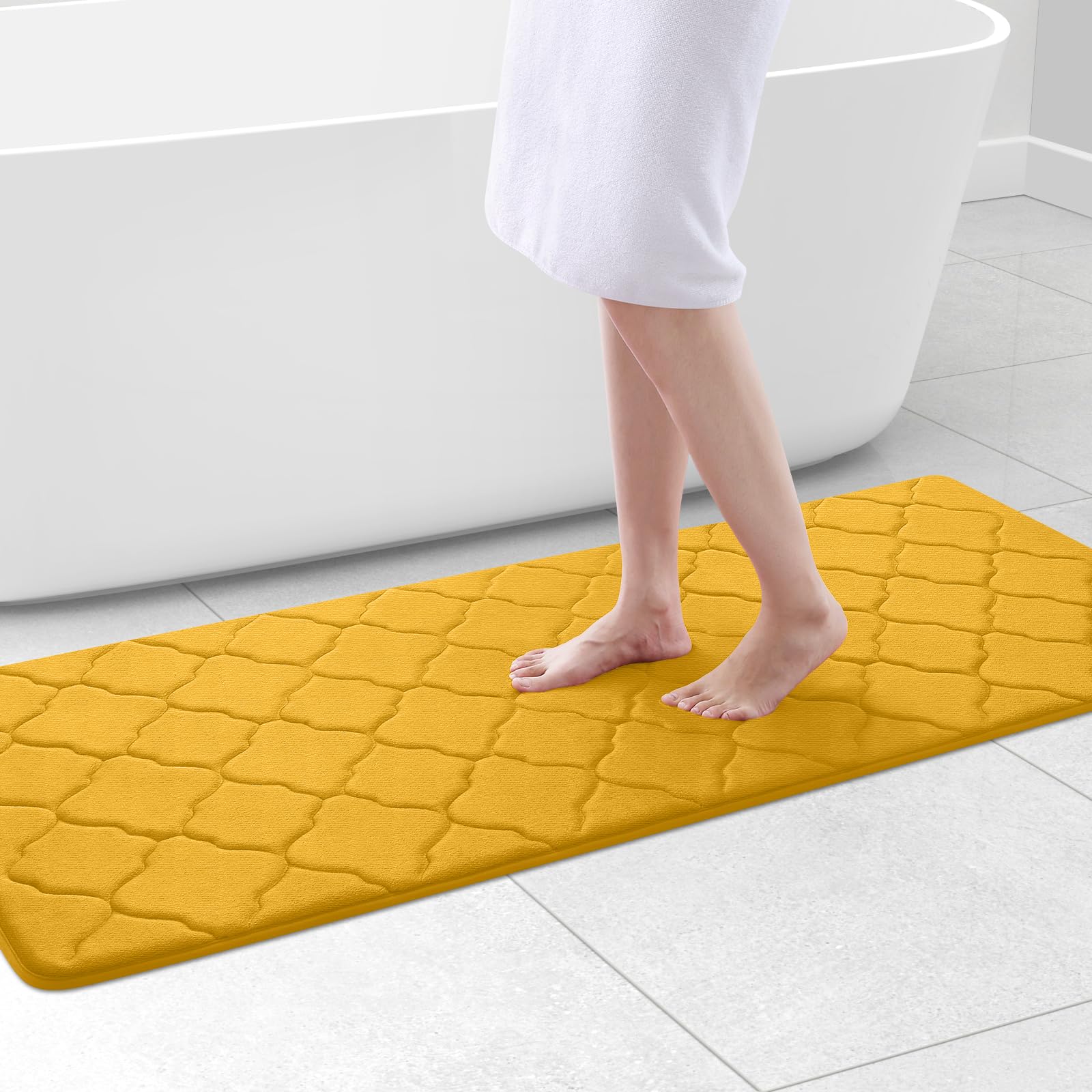Olanly Memory Foam Bath Mat Rug 59X24, Ultra Soft Non Slip And Absorbent Bathroom Rug, Machine Wash Dry, Comfortable, Thick Bath