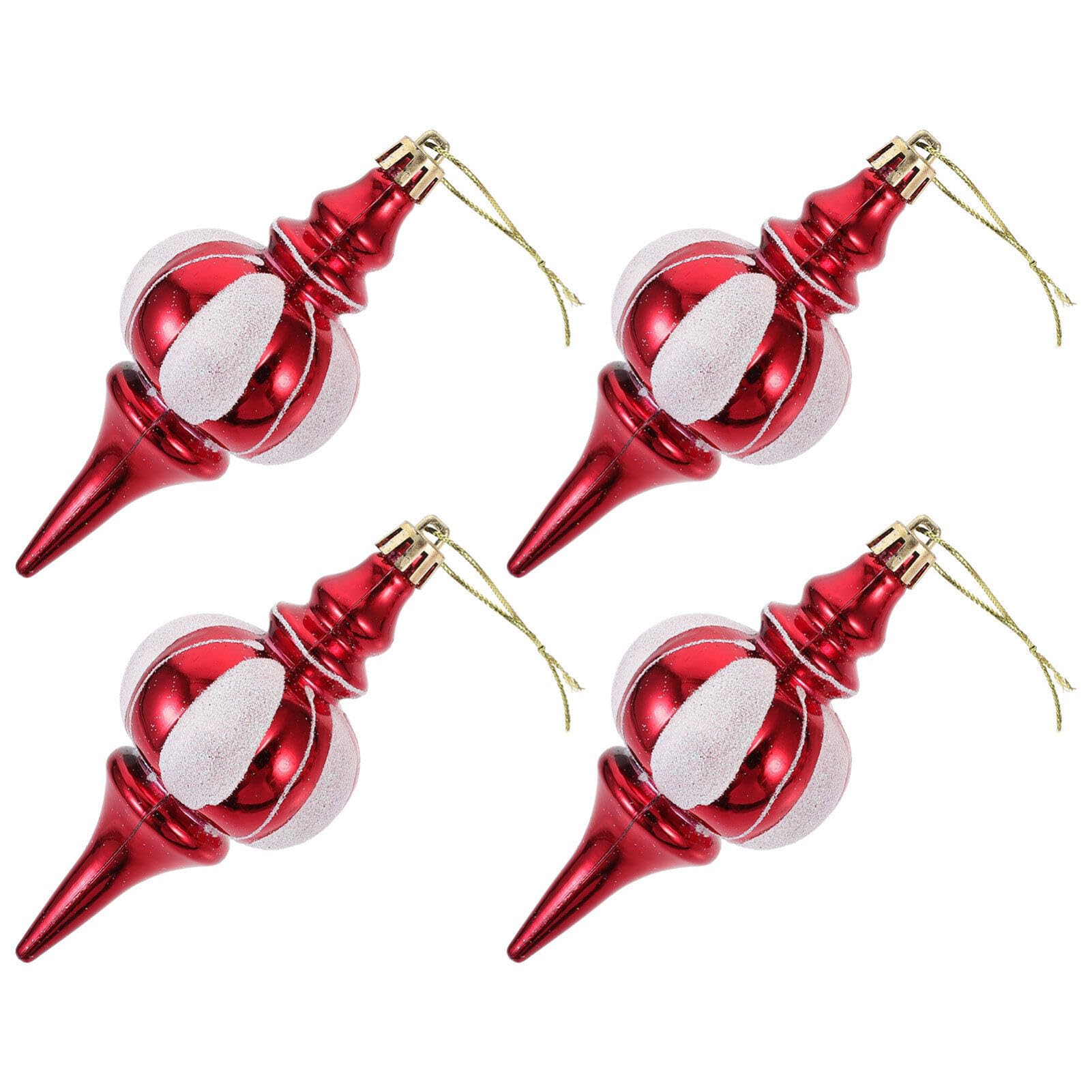 Alipis 4Pcs Shatterproof Finial Ornament Plastic Ball Drop Tree Pendant Hanging Decoration Holiday Trees Wreaths Garland Decor R