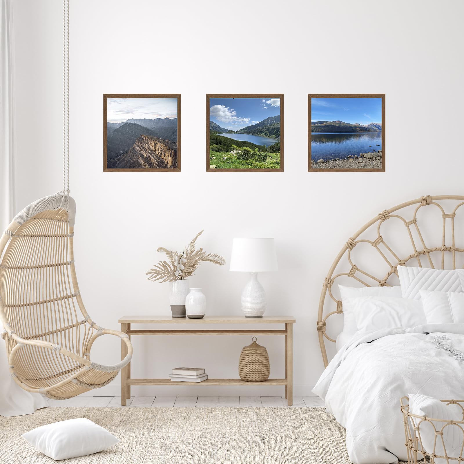 JCJMY 8x8 Picture Frame Brown for Wall Hanging or Tabletop, Wall Mounting Horizontally or Vertically, 8 x 8 Square Wall Gallery
