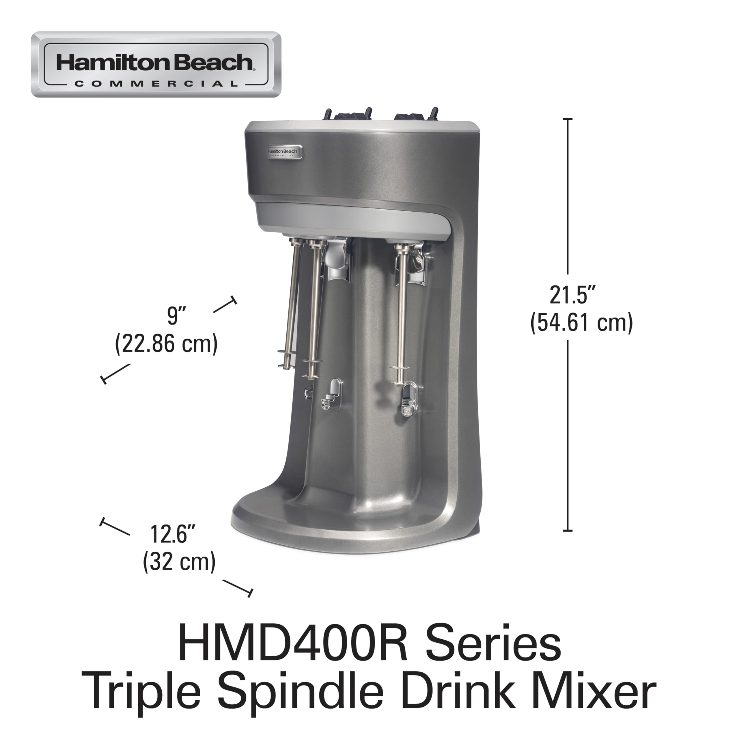 Hamilton Beach Hmd400 120V Triple Spindle Commercial Drink Mixer, Grey