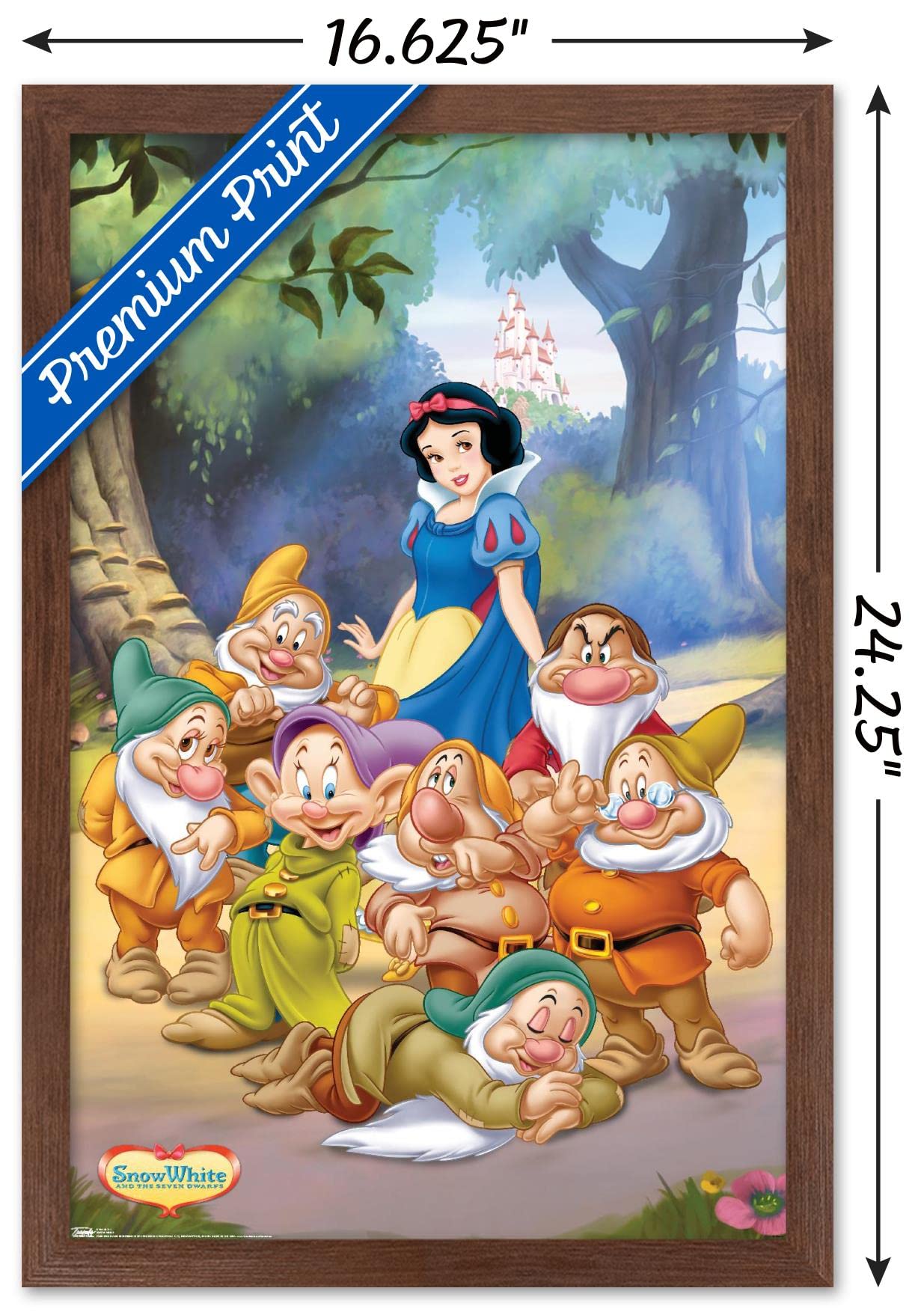 Trends International Disney Snow White And The Seven Dwarfs - Group Wall Poster, 14.725'' X 22.375'', Mahogany Framed Version