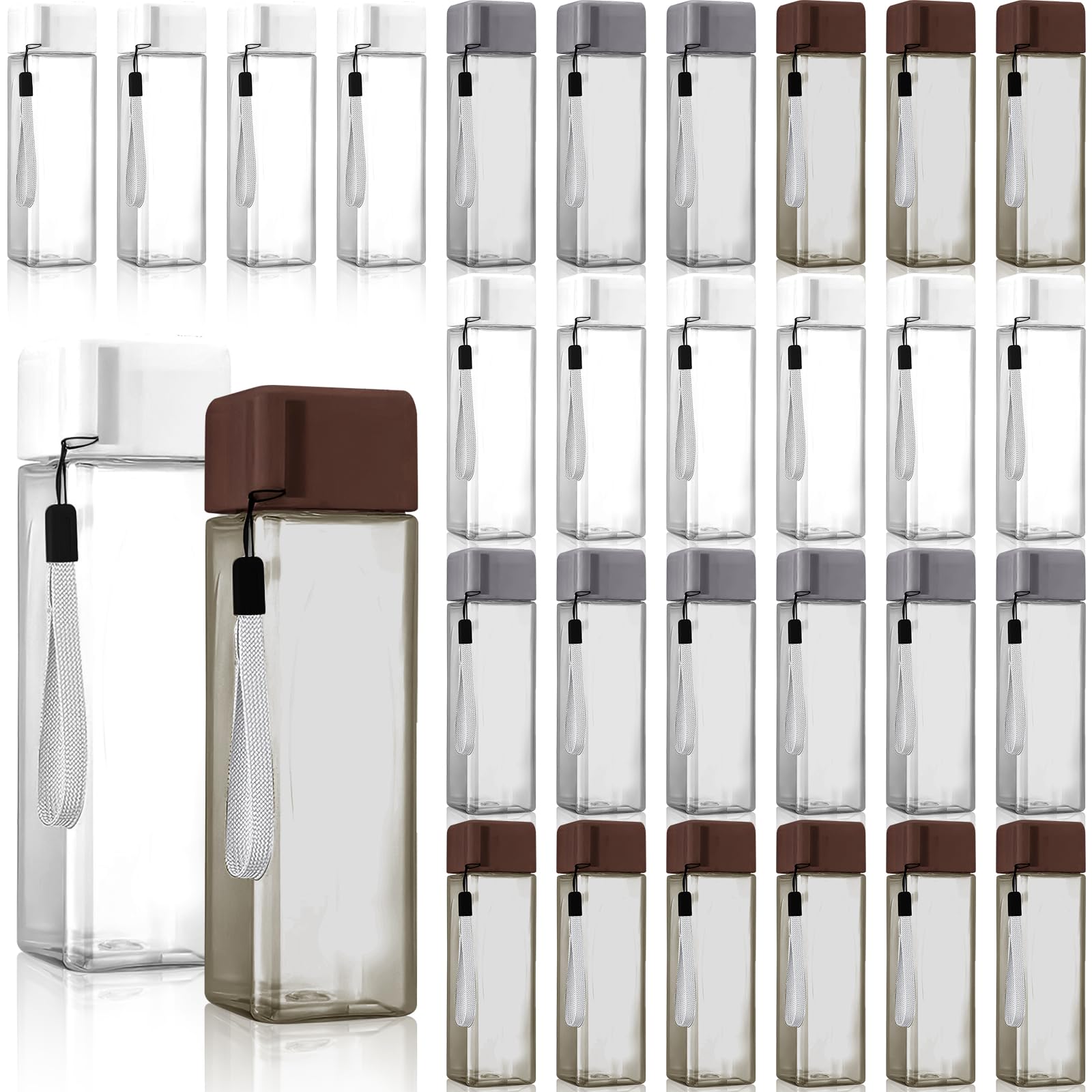 KisSealed 30 Pcs 17 oz Plastic Water Bottles with Lids and Straps