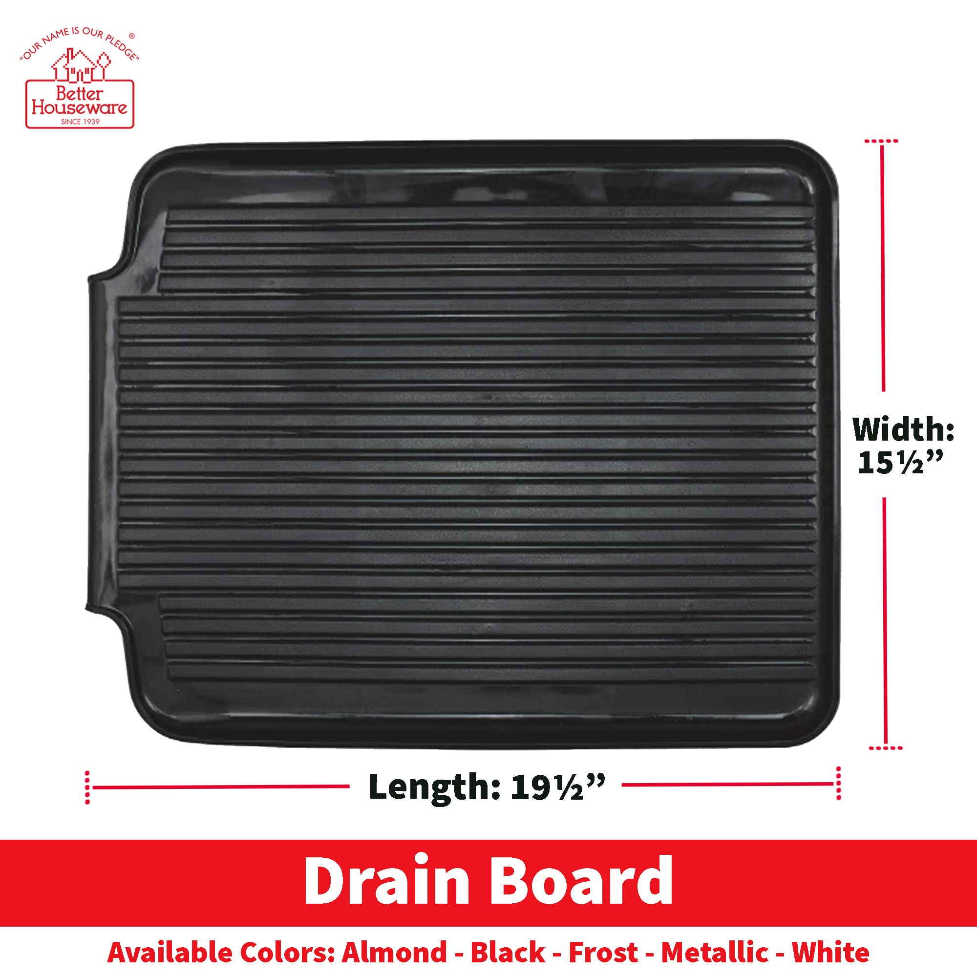 Better Houseware Drain Boards For Kitchen Counter White Dish Drain Board Shields Countertops From Water Damage, Space Efficient