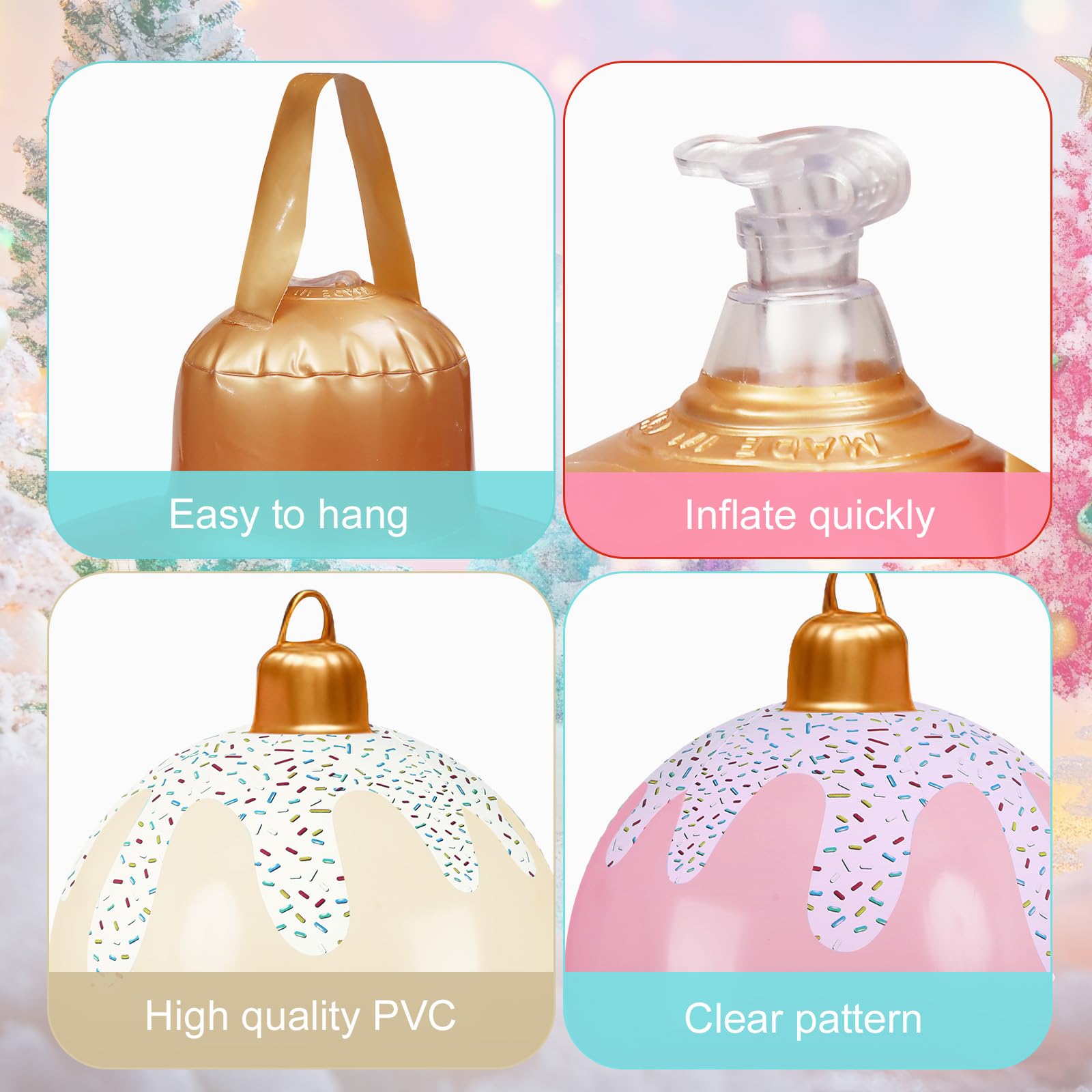 Jetec 6 Pcs Pastel Christmas Inflatable Ball 24 Inch Giant Macaroon Co ...
