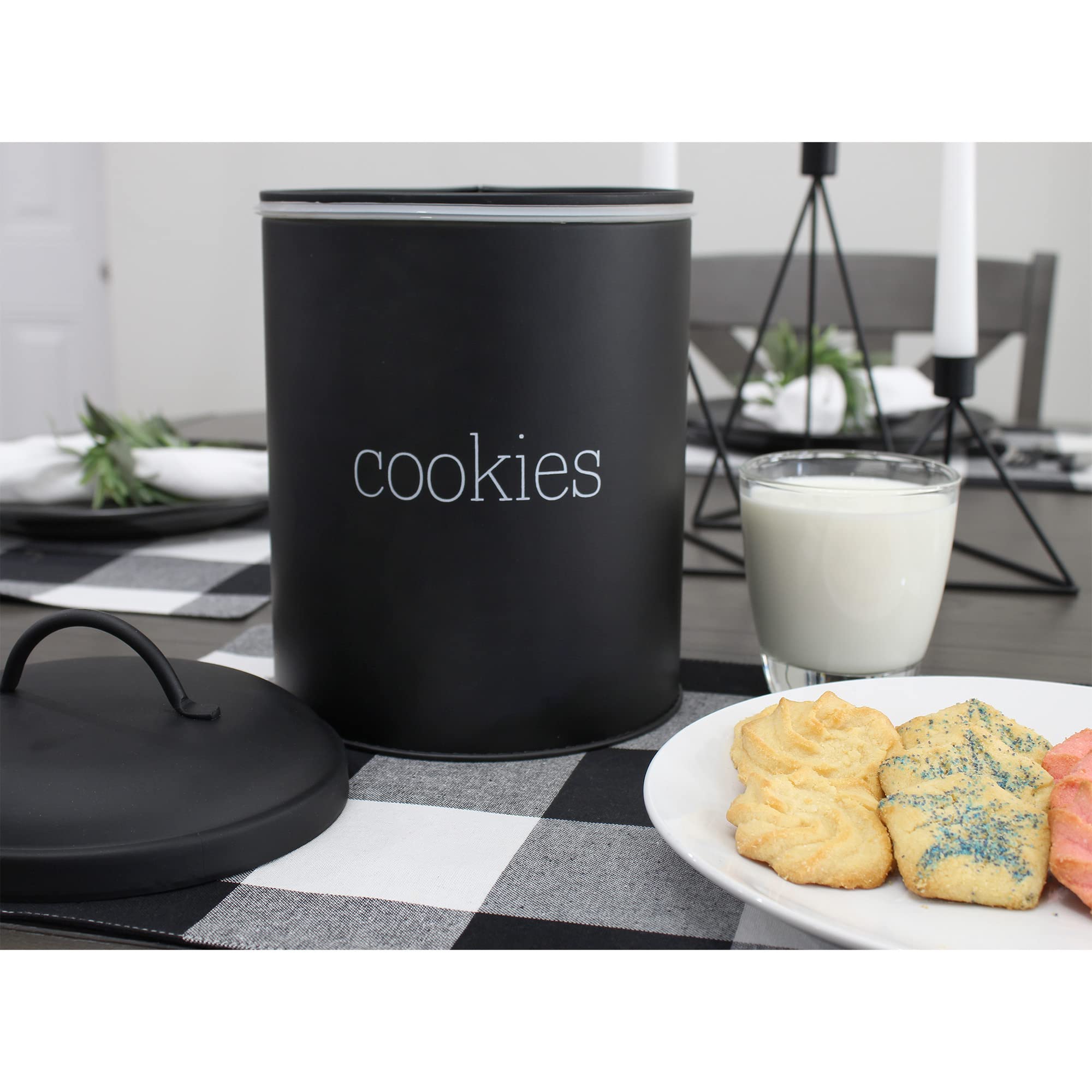 Auldhome Black Enamelware Cookie Jar, Large Modern Farmhouse Treats Canister