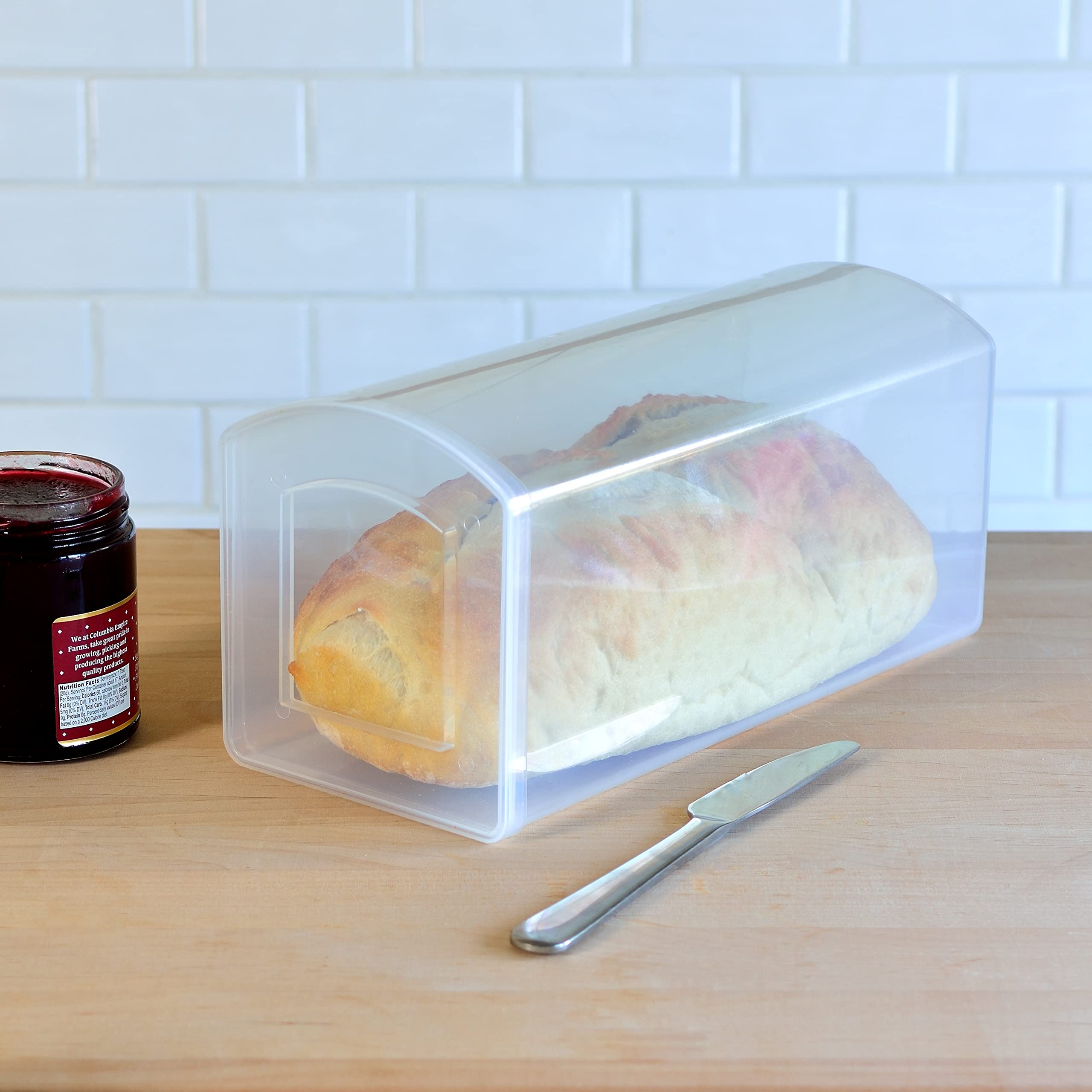 Youngever Plastic Bread Container, Sandwich Size Bread Storage Bin, Bread Dispenser