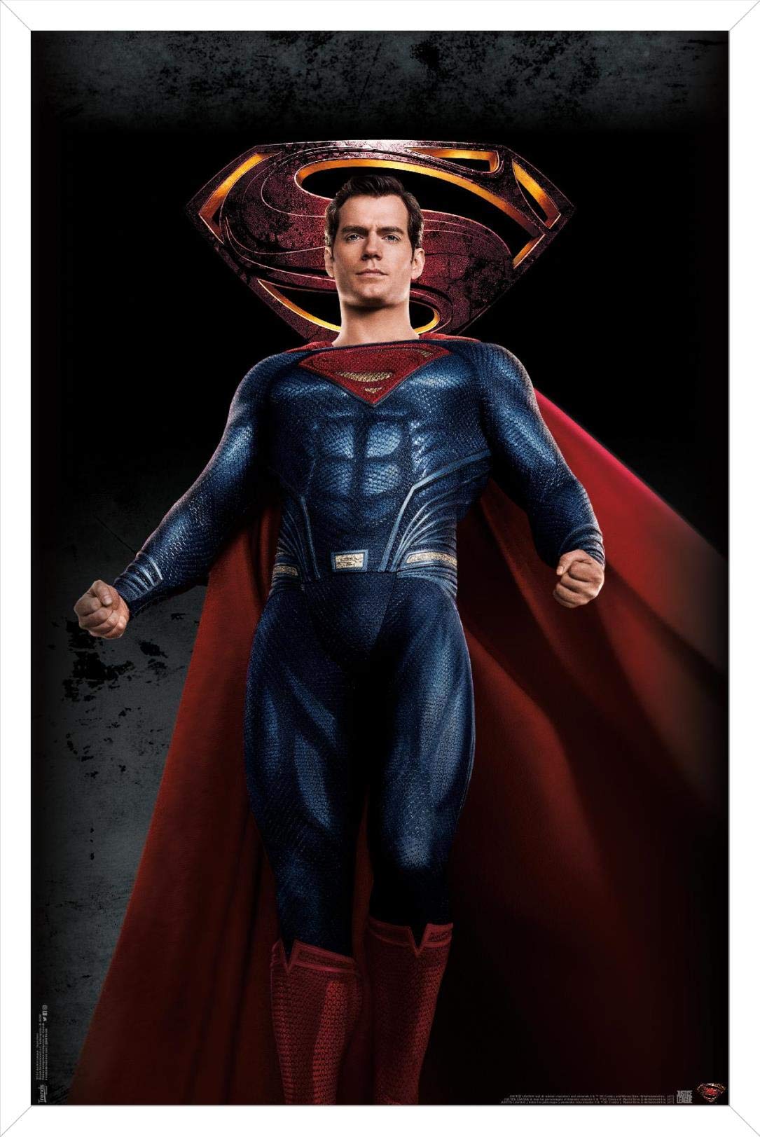 Trends International Dc Comics Movie - Justice League - Superman Wall Poster, 14.725'' X 22.375'', White Framed Version
