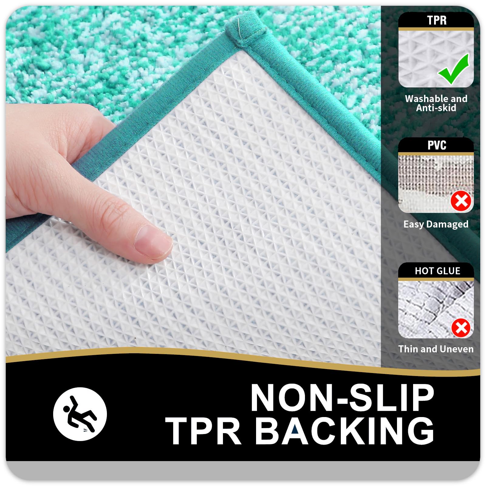 Olanly Bathroom Rugs 47X24, Extra Soft And Absorbent Microfiber Bath Mat, Non-Slip, Machine Washable, Quick Dry Shaggy Bath Carp