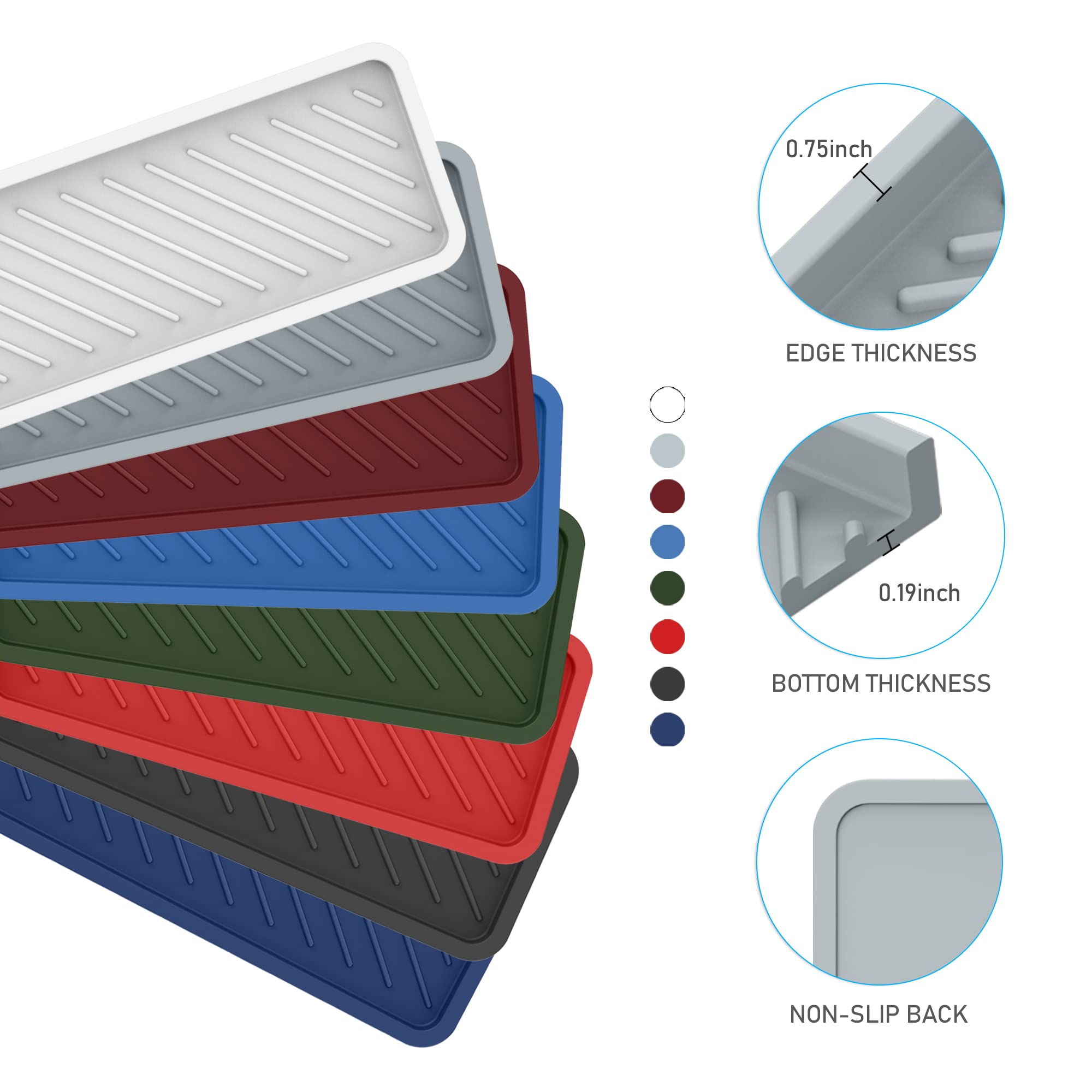 Silicone Sink Tray,Extra Large 12'' Sponge Holder For Kitchen Sink Eg-Sipro Kitchen Soap Tray Sink Caddy Bathroom Counter Organi