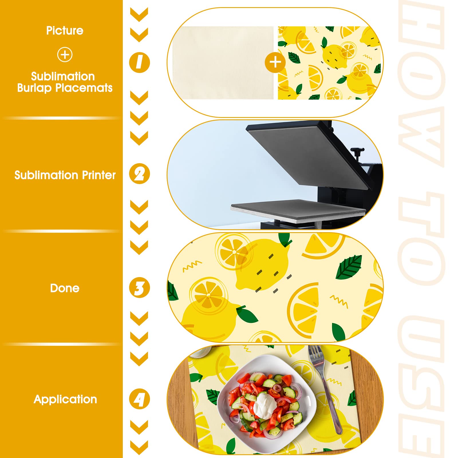 Sublimation Burlap Placemats Washable Sublimation Blank Place Mats White Placemats for Dining Tables Birthday Party Wedding DIY Table Mats Kitchen Home Holiday Table Decor 12 x 16 Inch (8 Pieces)