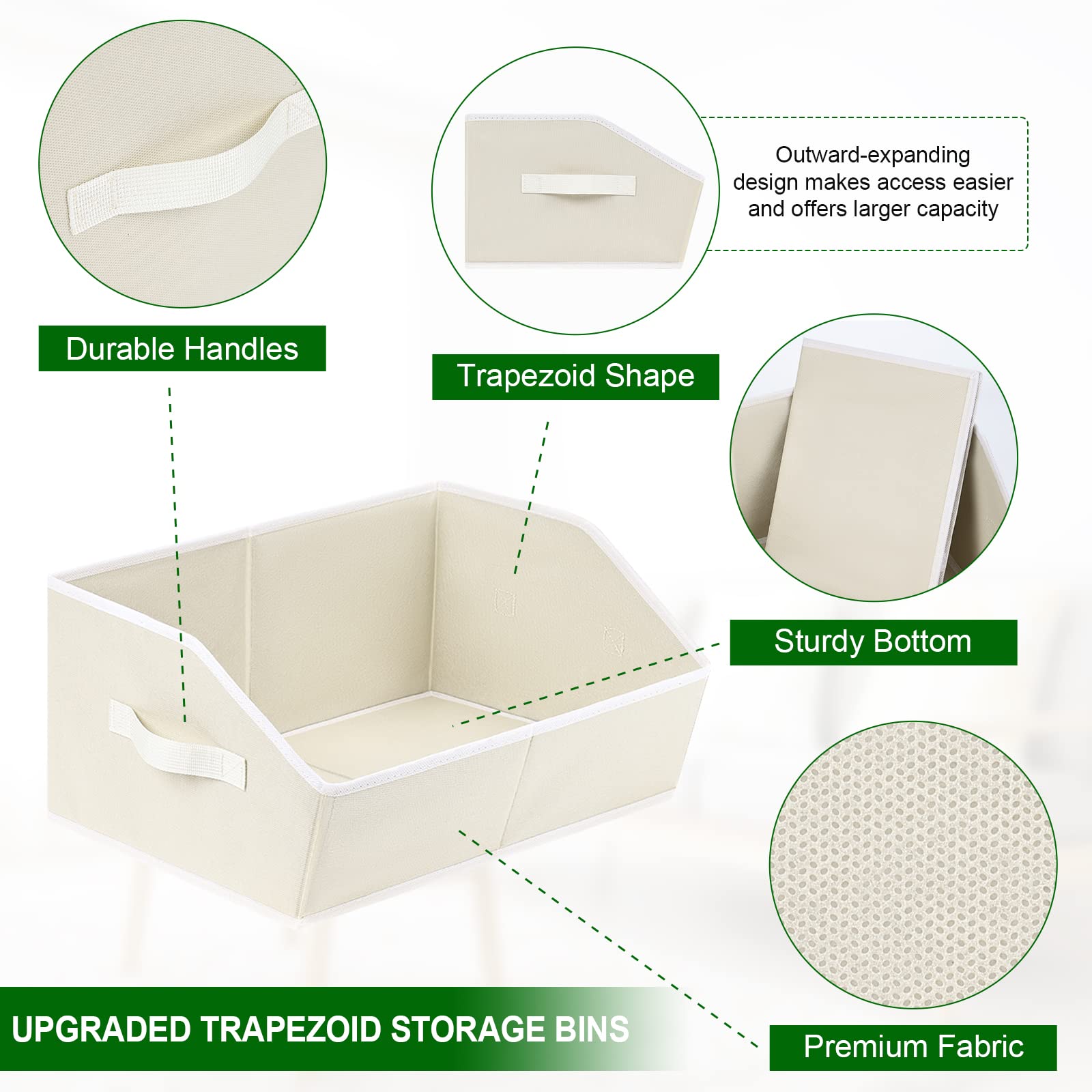 Homsorout Trapezoid Closet Shelf Organizer - Large Baskets For Organizing, Fabric Storage Cubes For Shelves, Storag Organizers B