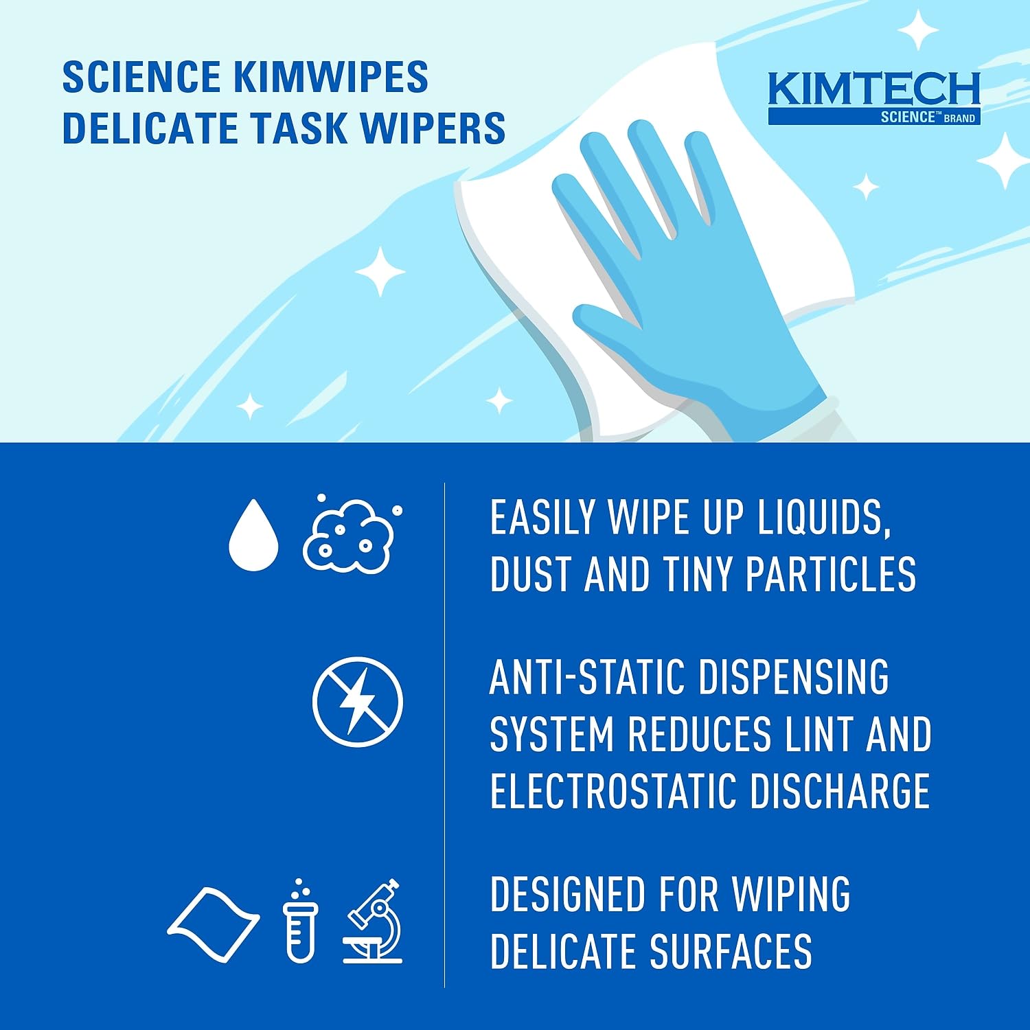 Kimtech 34155 KIMWIPES  Delicate Task Wipers  1-Ply  4 2/5 x 8 2/5  280/Box