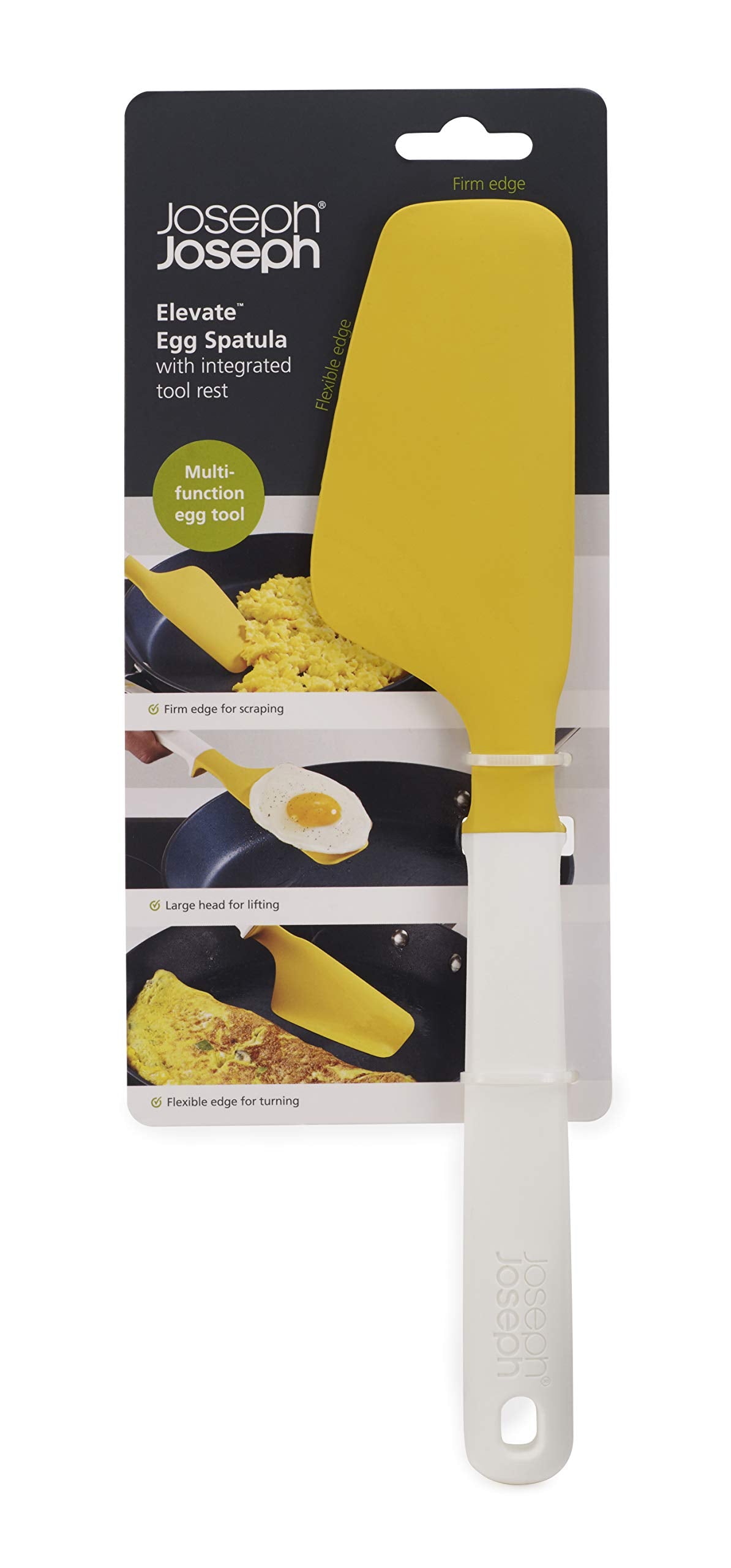 Joseph Joseph Elevate Egg Spatula With Integrated Tool Rest, One-Size, White/Yellow