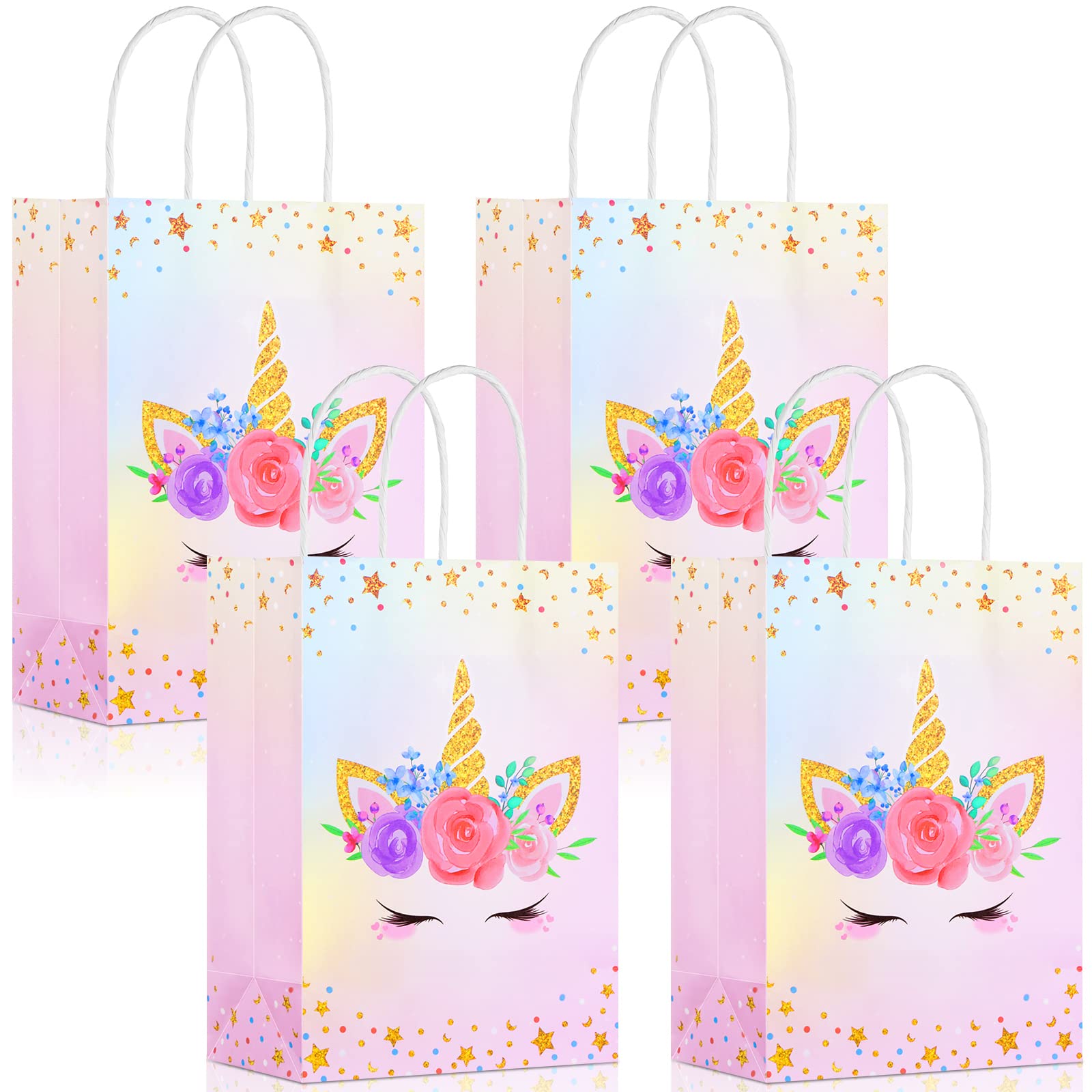 16 Pcs Unicorn Party Favor Bags For Unicorn Birthday Party Supplies, Unicorn Gift Bag Unicorn Party Candy Goody Treat Bags For U