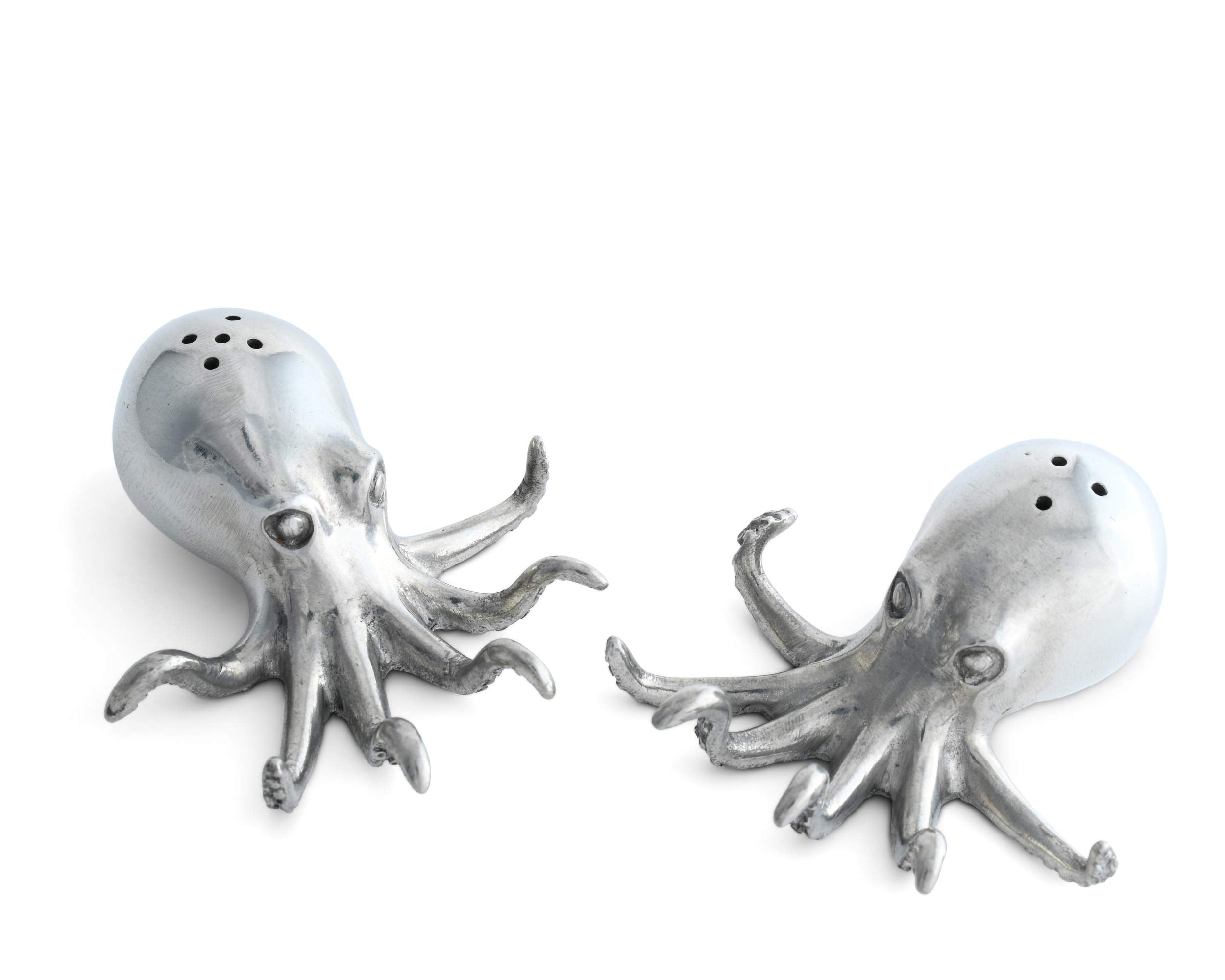 Vagabond House Pewter Octopus Salt And Pepper Shaker Set 3 Inch Long X 1.5 Inch Tall