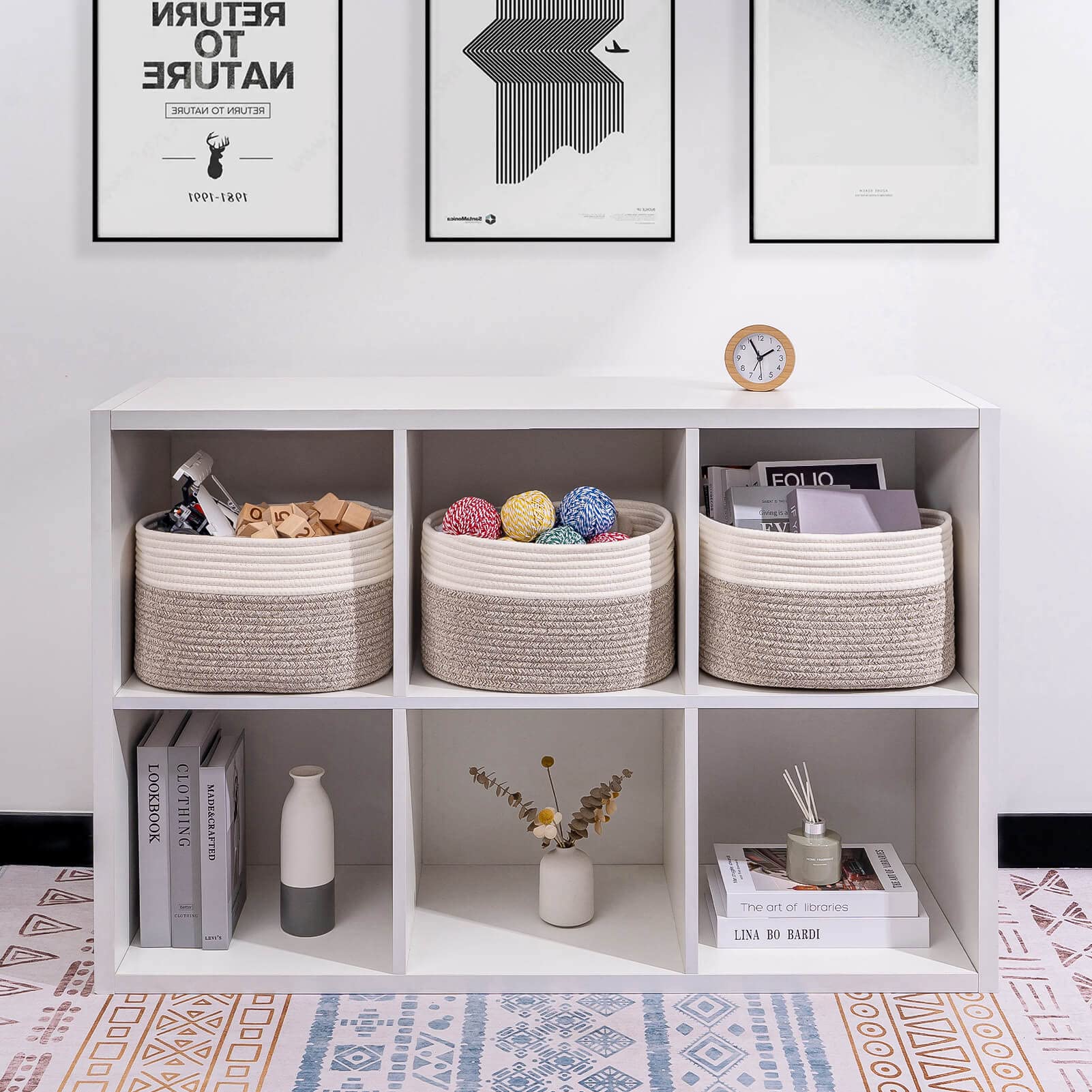 CubesLand Woven Basket for Shelves Clothes Closet Storage Baskets for Organizing Sturdy Toy Storage Organizer Baskets Bins for Kids  Nursery Small Basket Cat Dog Toys Basket Chest Box Gift Basket
