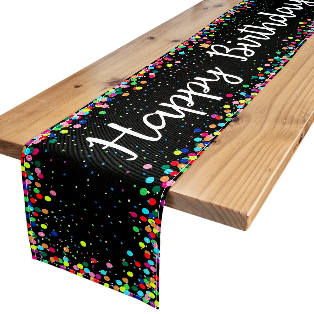 Letjolt Birthday Table Runner Polka Dots Happy Birthday Table Decoration Birthday Sign For Birthday Party Decor 12X72 Inches, Bl