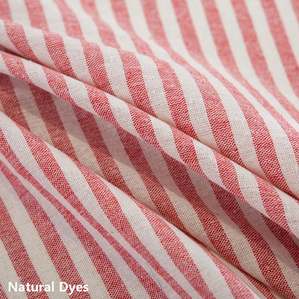 Trudelve Cotton Linen Table Cloth Stripe Tassel Rectangle Tablecloth Dust-Proof Table Cover For Kitchen Dinning Tabletop Decorat