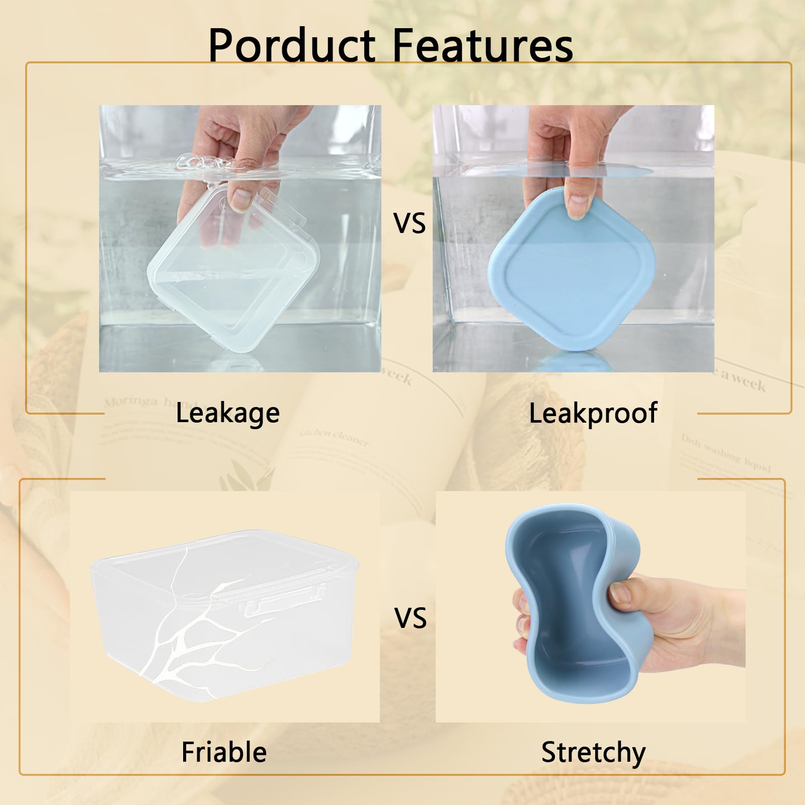 Puting Travel Soap Case, Square Silicone Travel Soap Container, Leakproof Soap Holder With Lid, Shatterproof Shampoo Bar Holder
