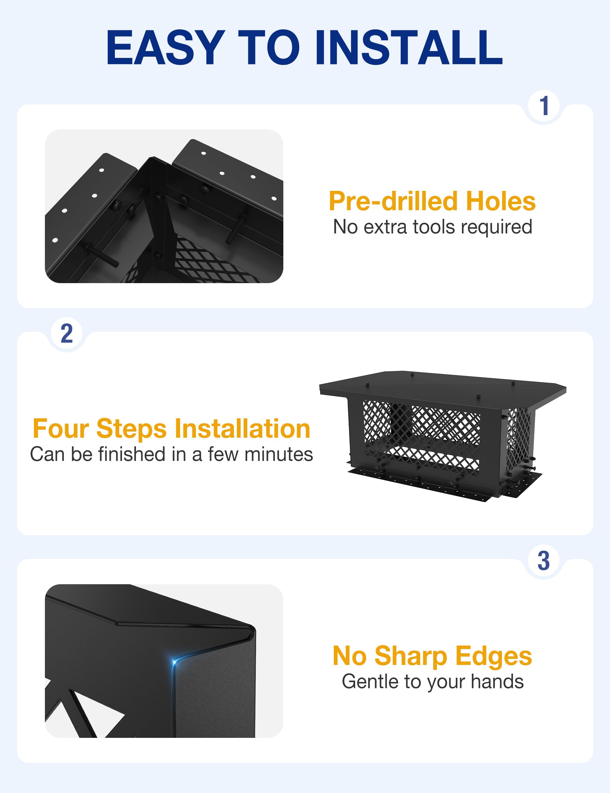 Hahaemall Chimney Cap, 10'' X 19'' Chimney Cover, Chimney Rain Caps, Adjustable Fireplace Chimney Caps For Outside To Fit Existi