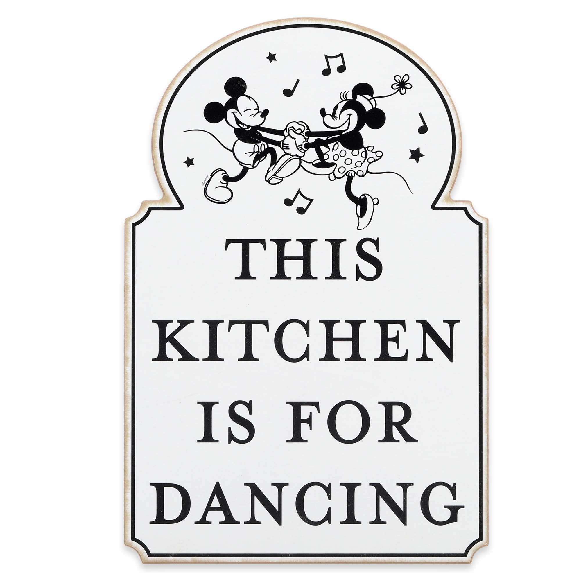 Open Road Brands Disney Mickey and Minnie Mouse This Kitchen Is for Dancing Wood Wall Decor - Cute Mickey Mouse Kitchen Wall Art