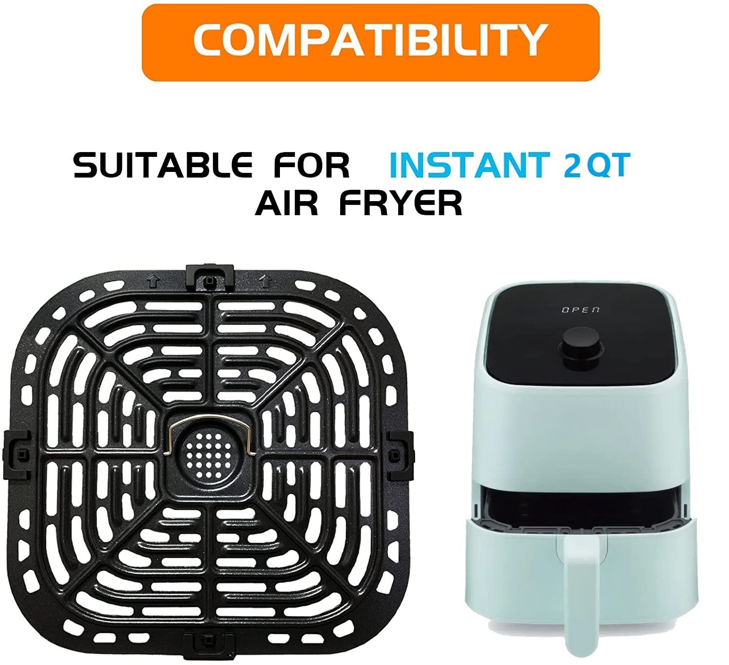 Air Fryer Grill Pan for Instants Vortex 2QT Mini Air Fryer Oven  Premium Air Fryer Grill Crisper Plate  Air Fryer Grate Grid with Rubber Tabs for Instants 2QT Air Fryer  Nonstick  Dishwasher Safe