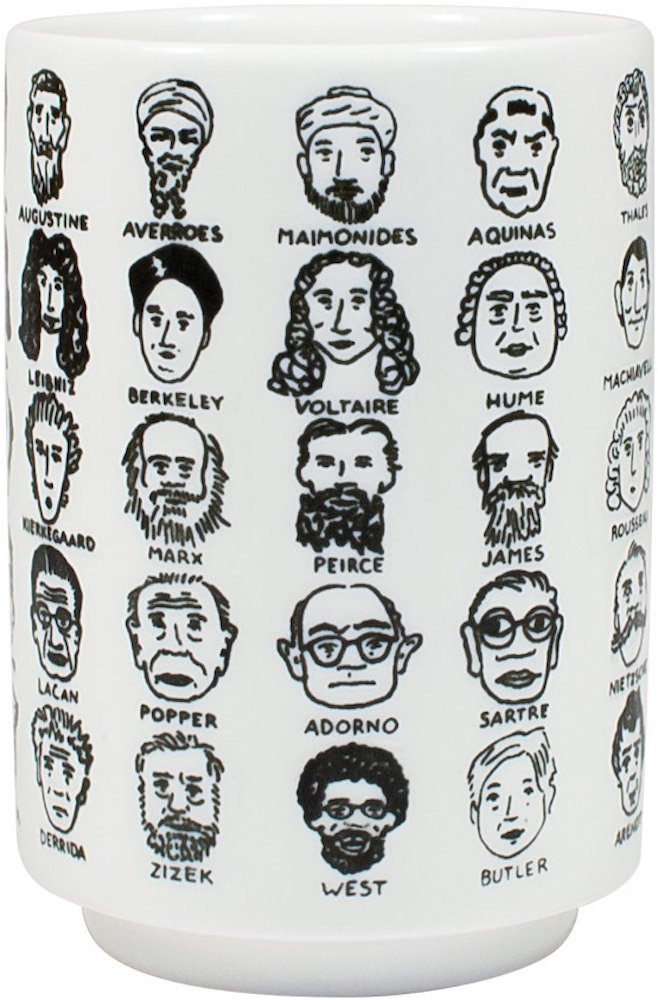 The Unemployed Philosophers Guild It'S Hard To Get A Handle On Philosophy - Porcelain Handleless Tea Cup Featuring 60 Illustrate